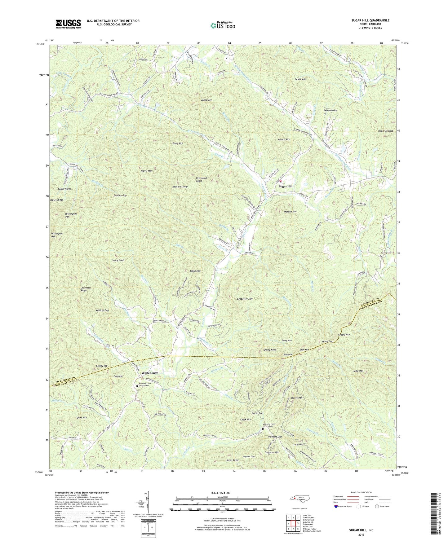 Sugar Hill North Carolina US Topo Map Image