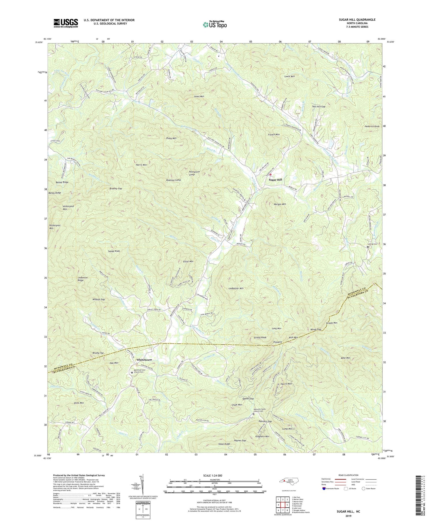 Sugar Hill North Carolina US Topo Map Image