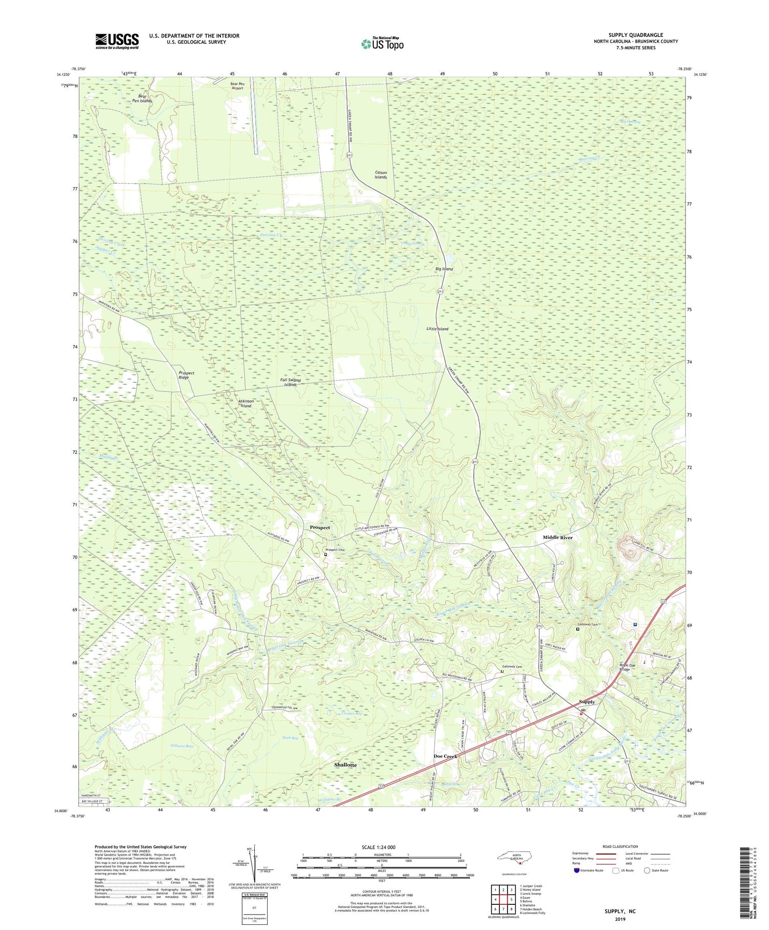 Supply North Carolina US Topo Map Image