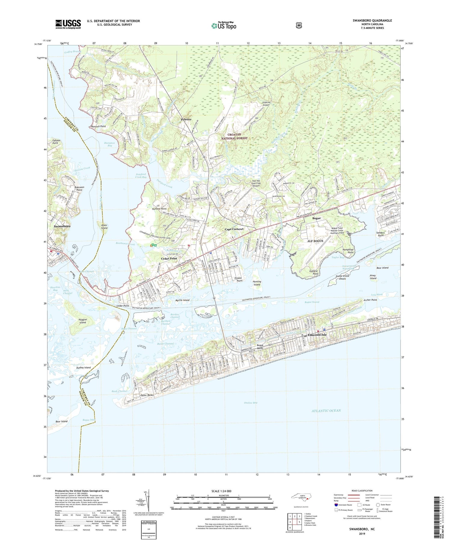 Swansboro North Carolina US Topo Map Image