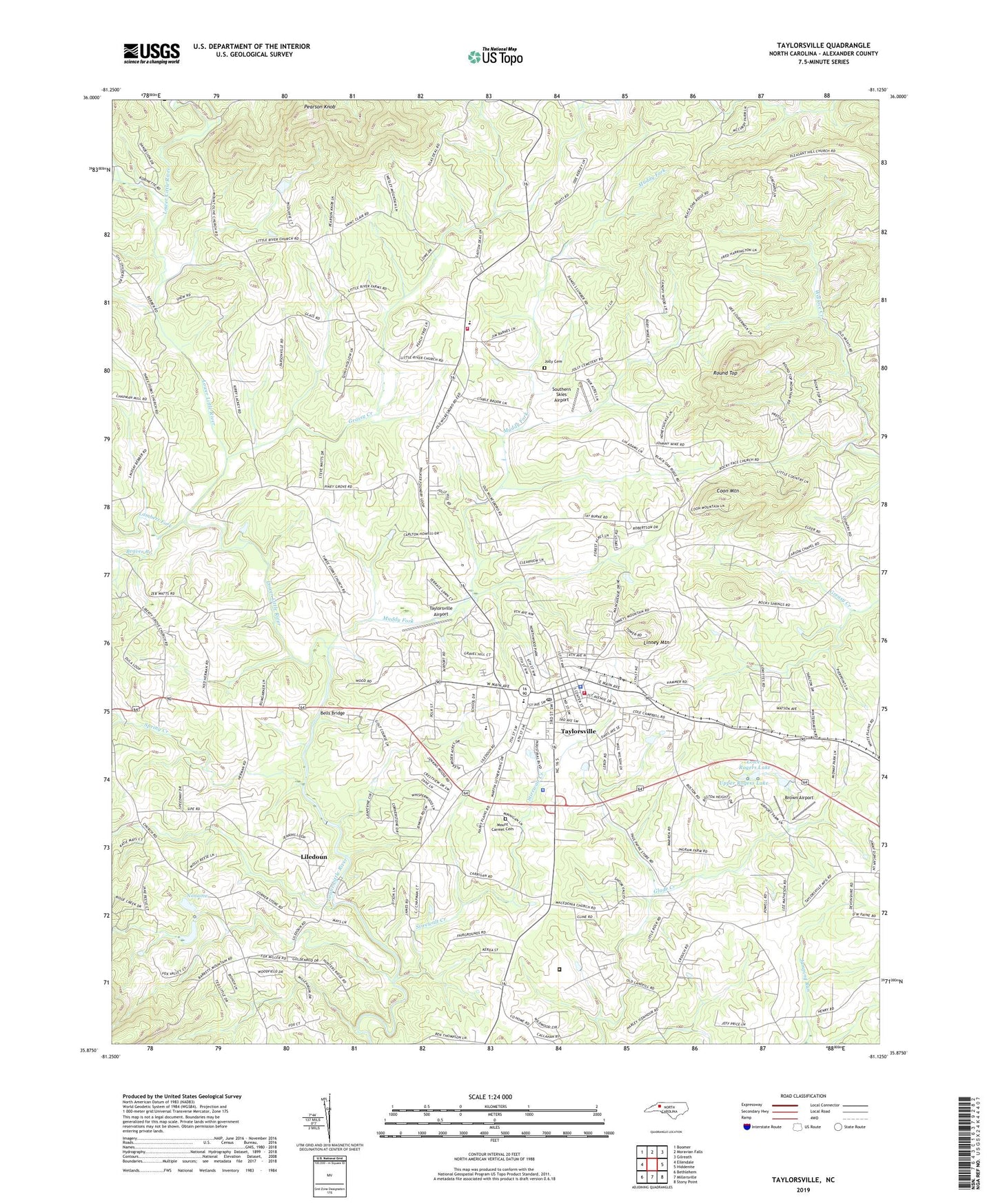 Taylorsville North Carolina US Topo Map Image