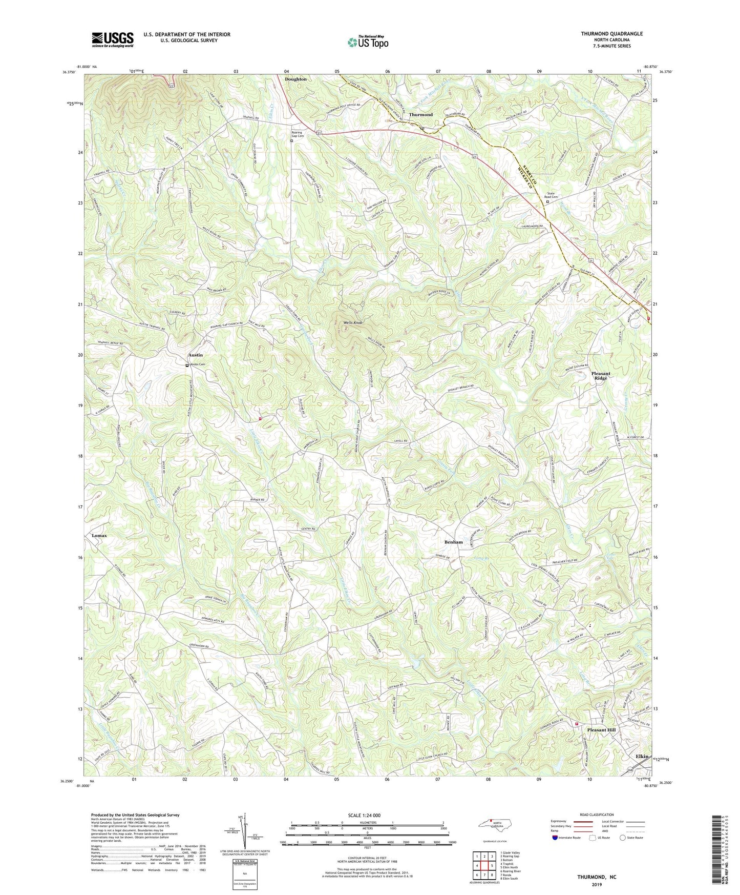 Thurmond North Carolina US Topo Map Image