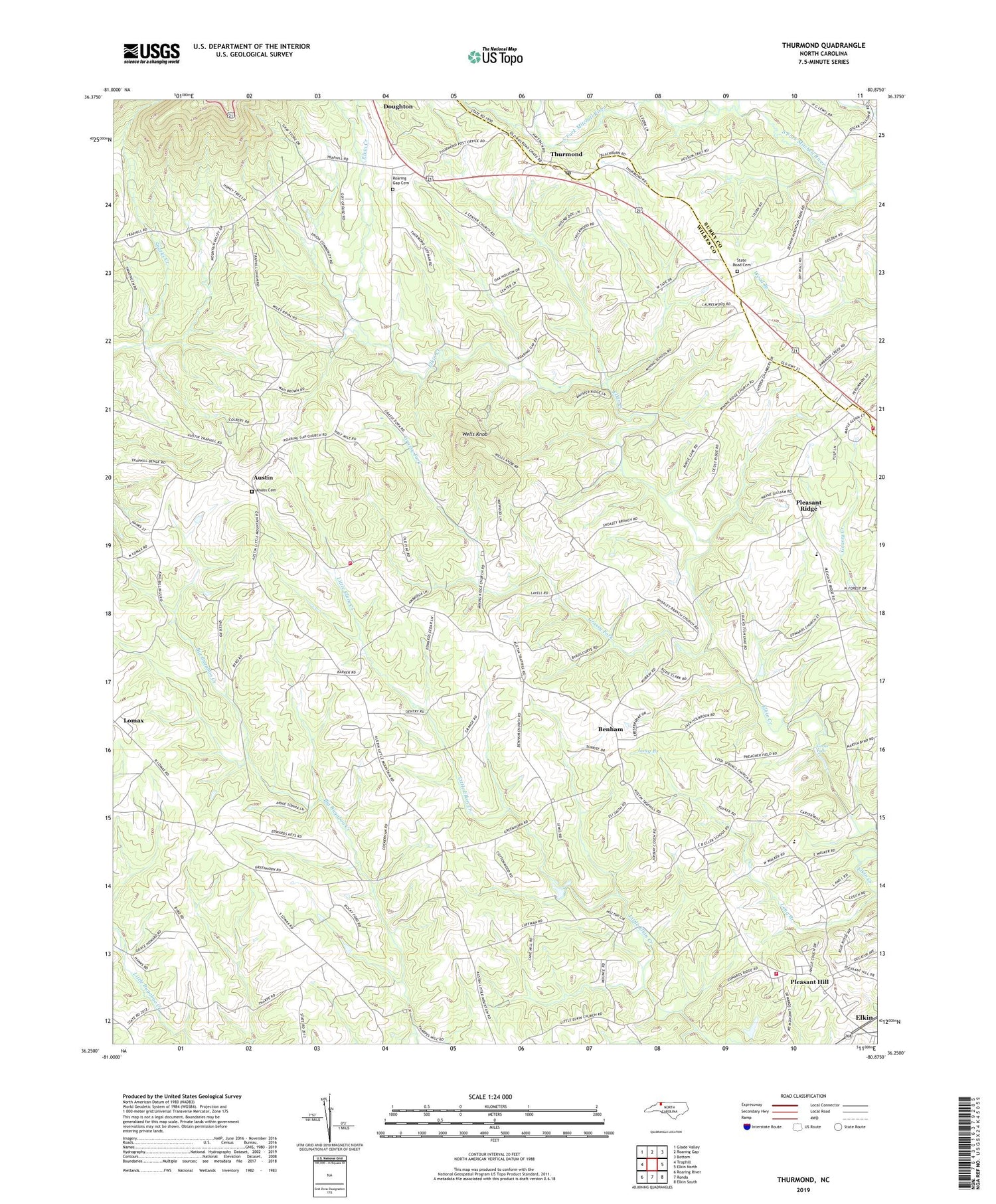 Thurmond North Carolina US Topo Map Image