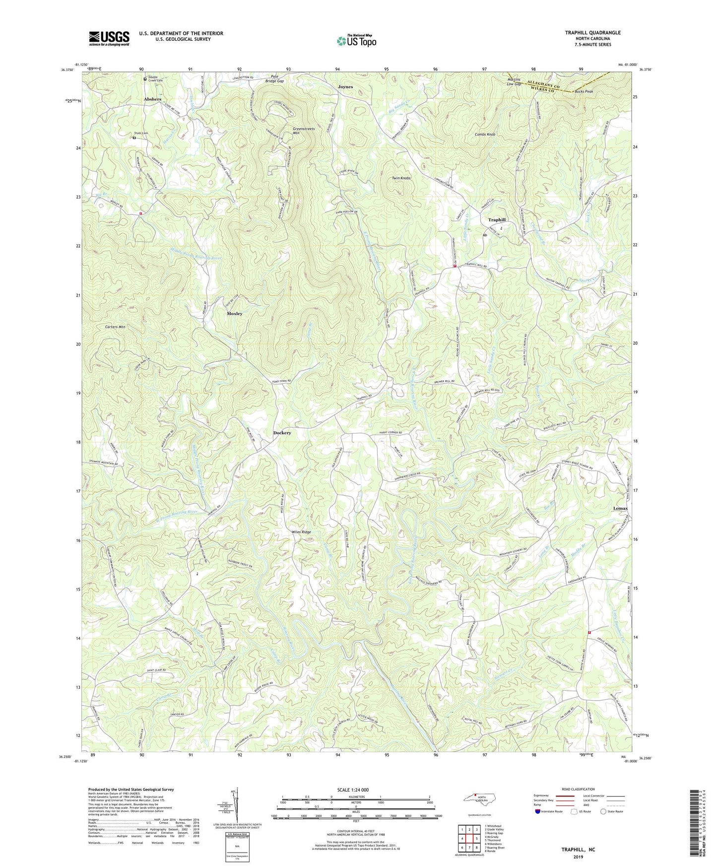 Traphill North Carolina US Topo Map Image