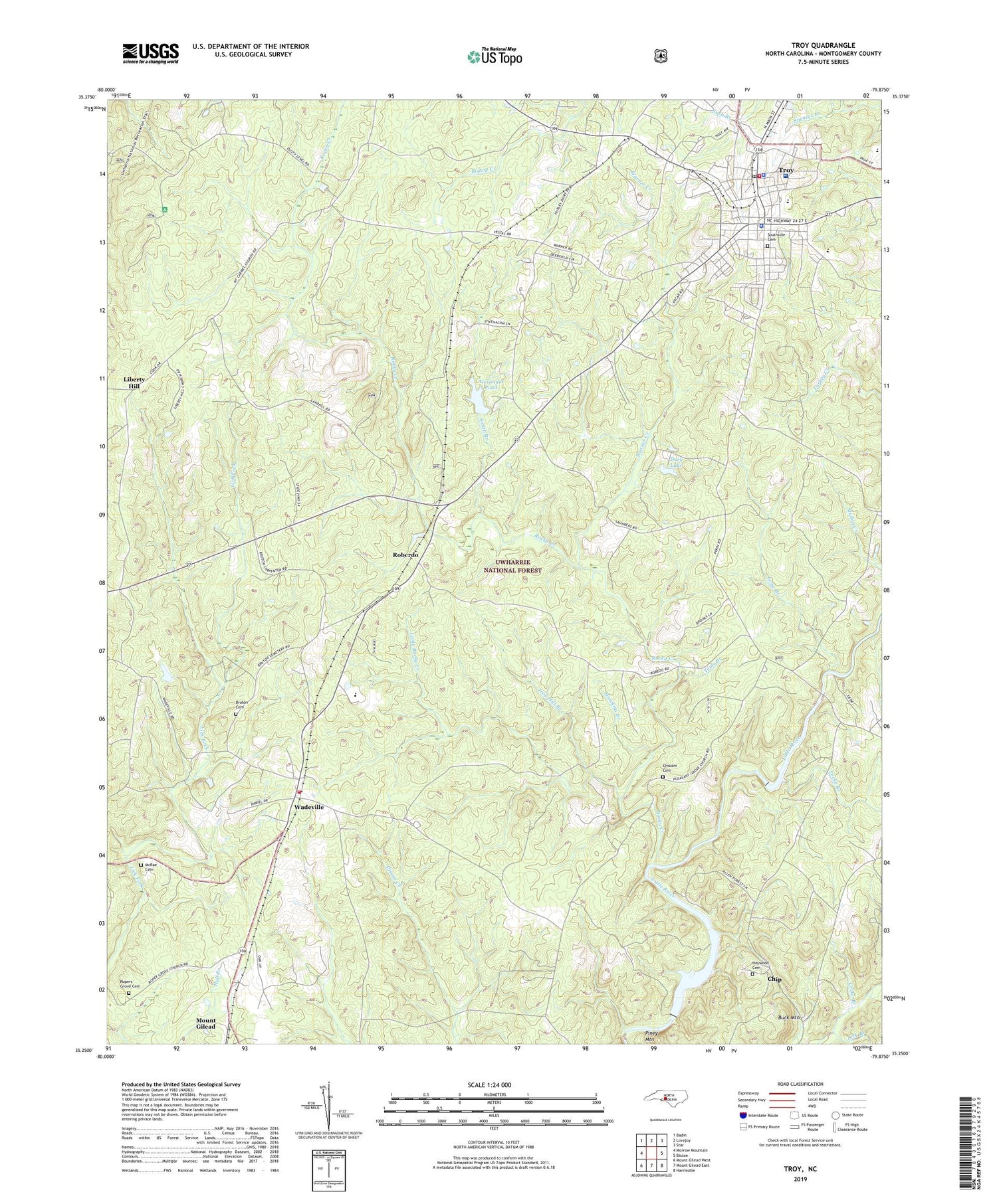 Troy North Carolina US Topo Map Image