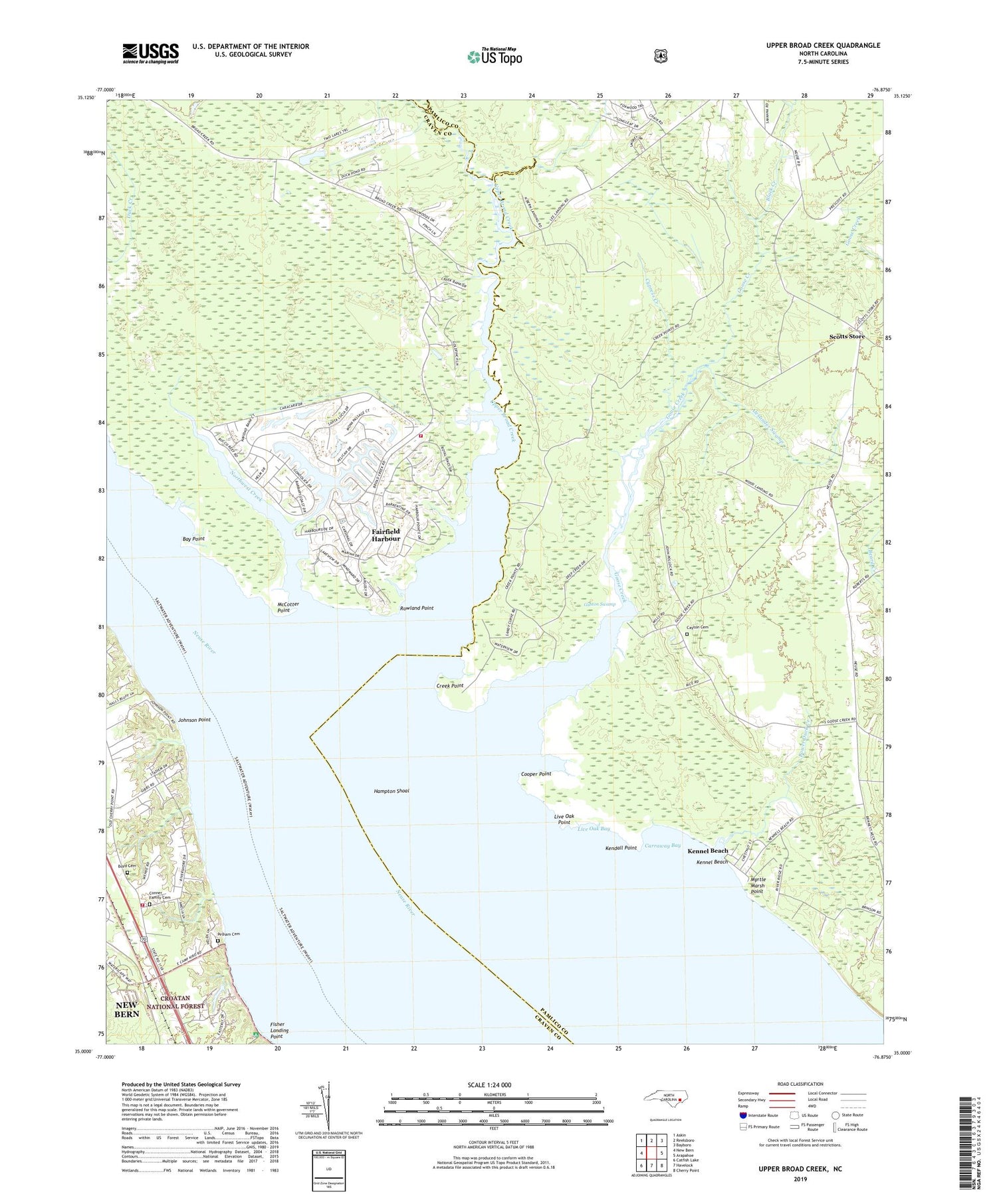Upper Broad Creek North Carolina US Topo Map Image
