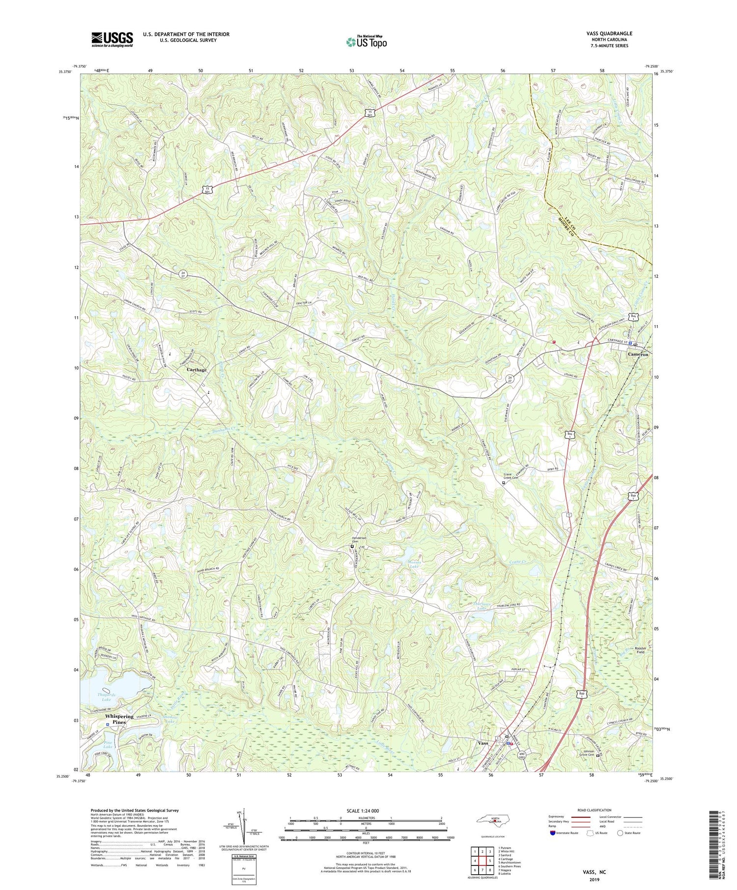 Vass North Carolina US Topo Map Image