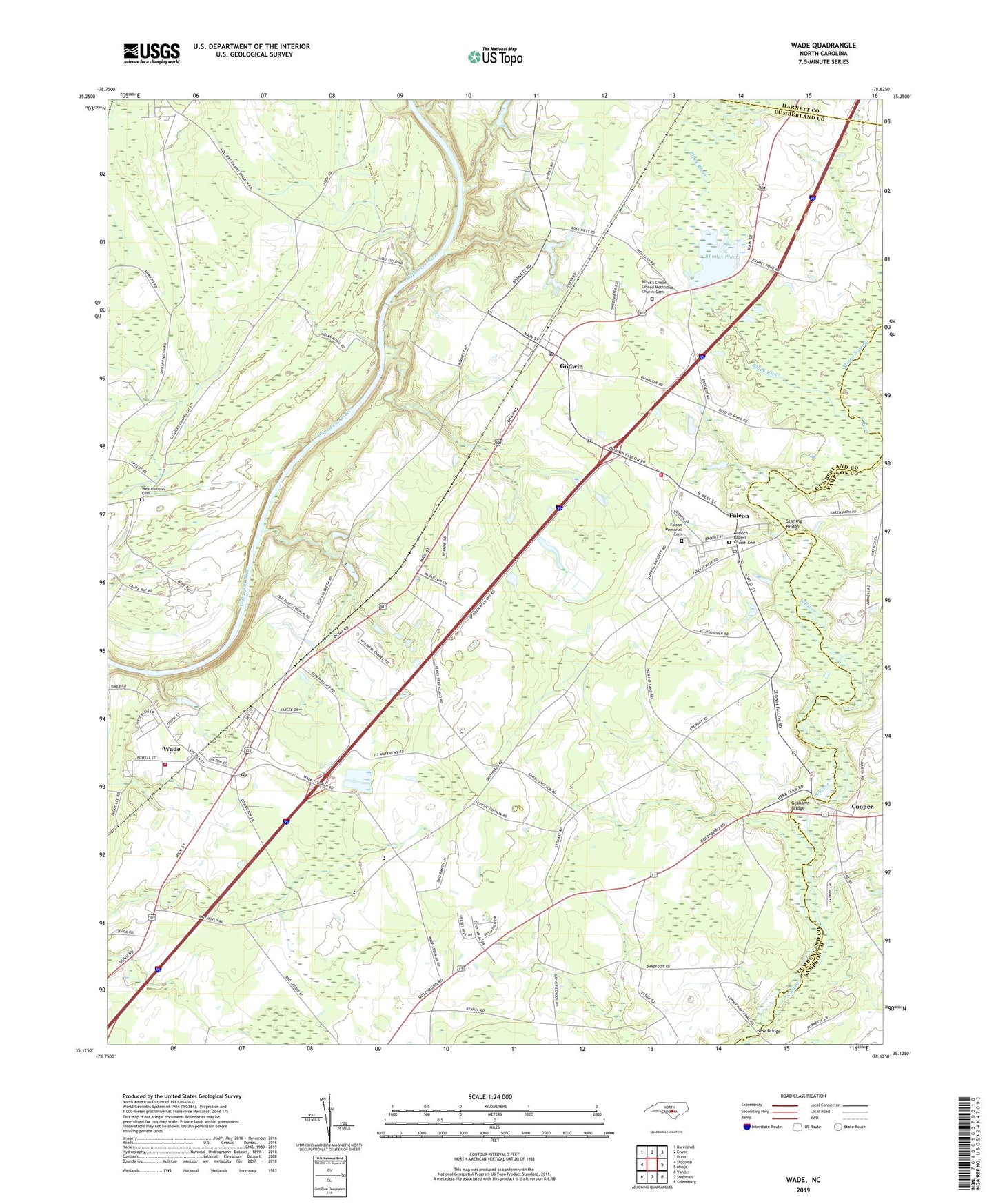 Wade North Carolina US Topo Map Image