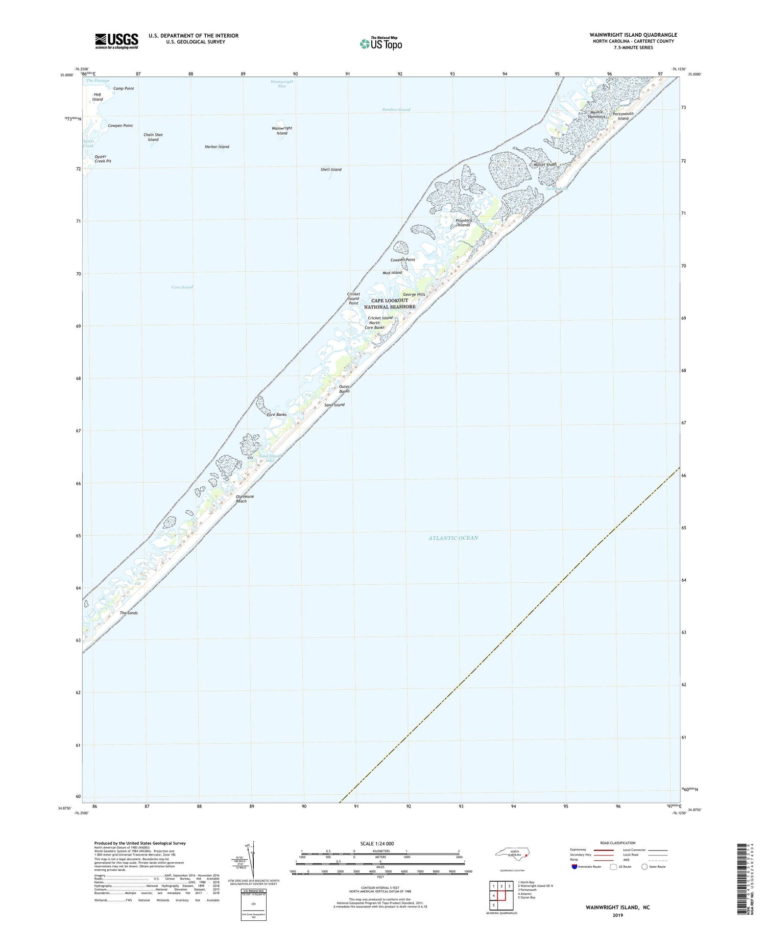 Wainwright Island North Carolina US Topo Map Image