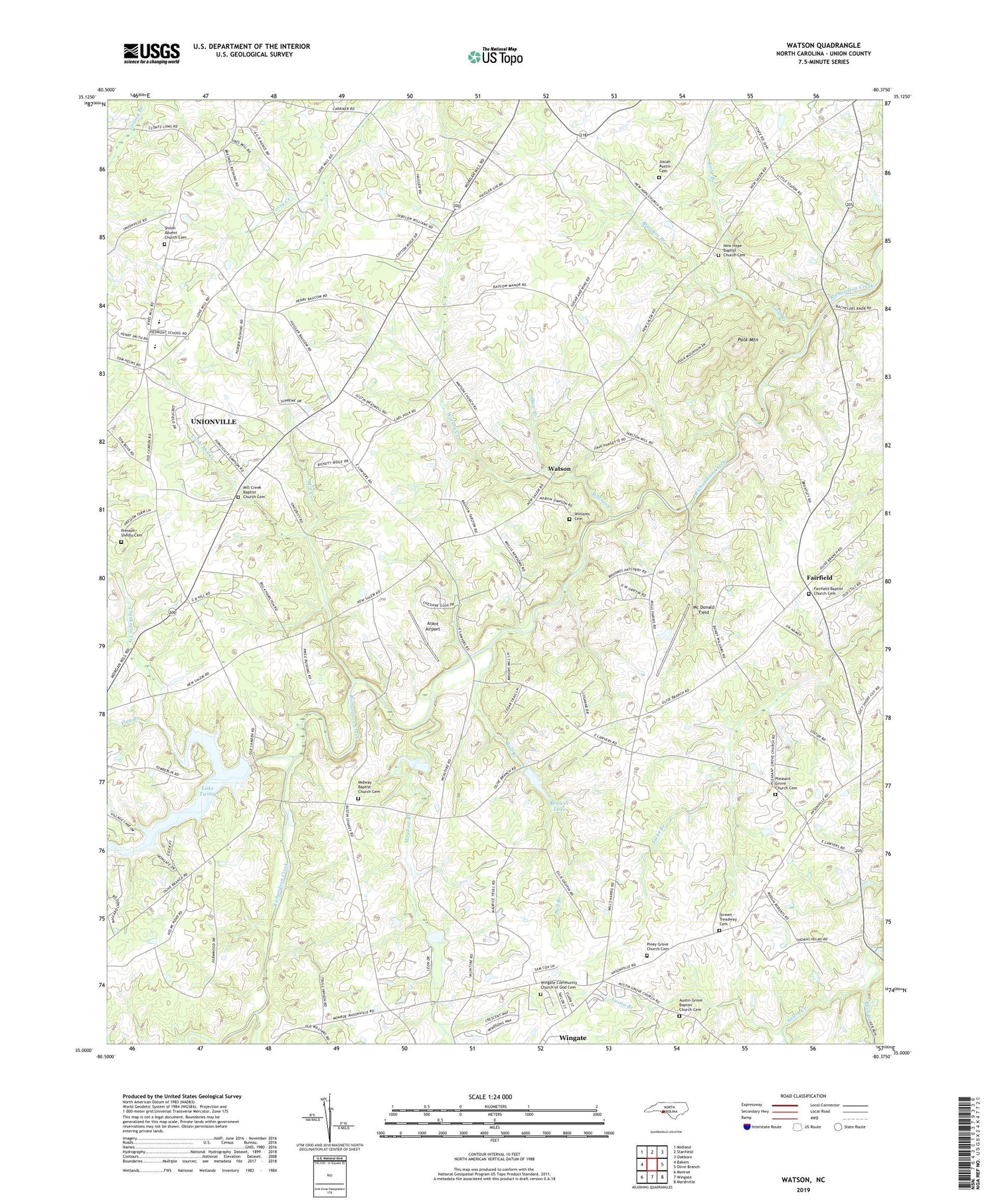 Watson North Carolina US Topo Map Image