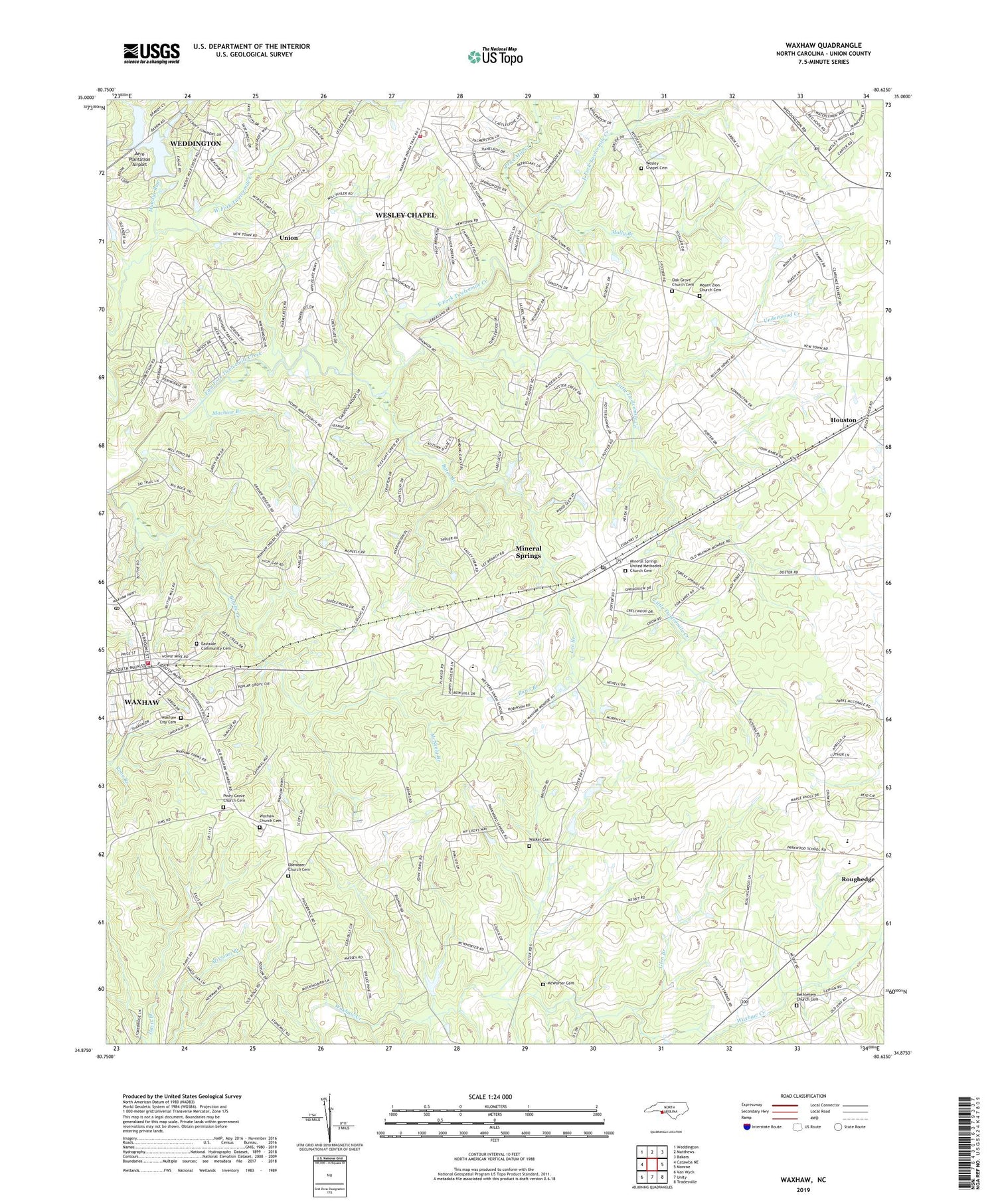 Waxhaw North Carolina US Topo Map Image