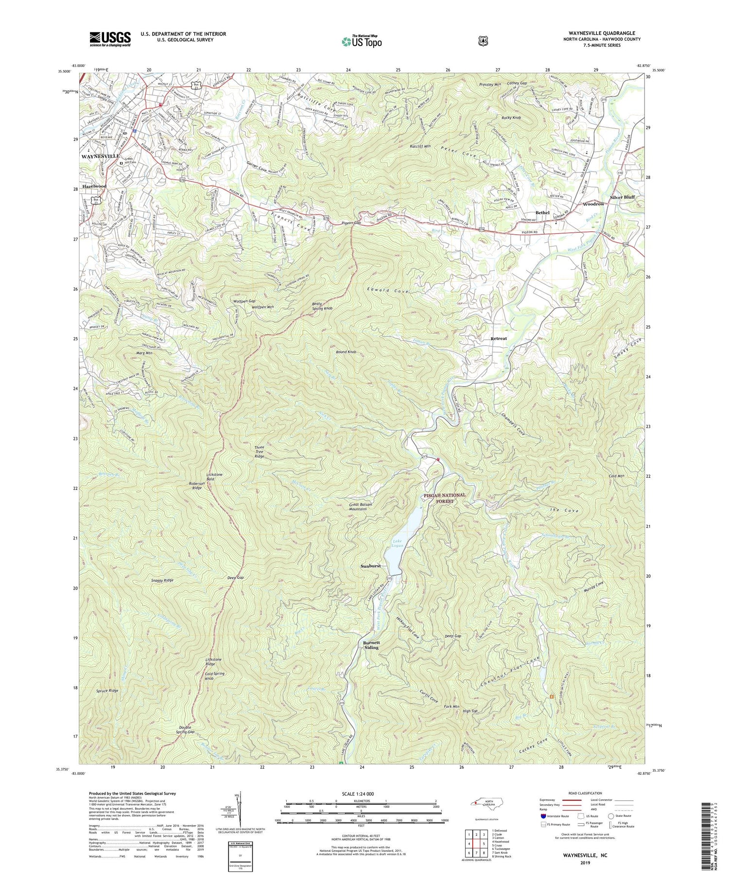 Waynesville North Carolina US Topo Map Image