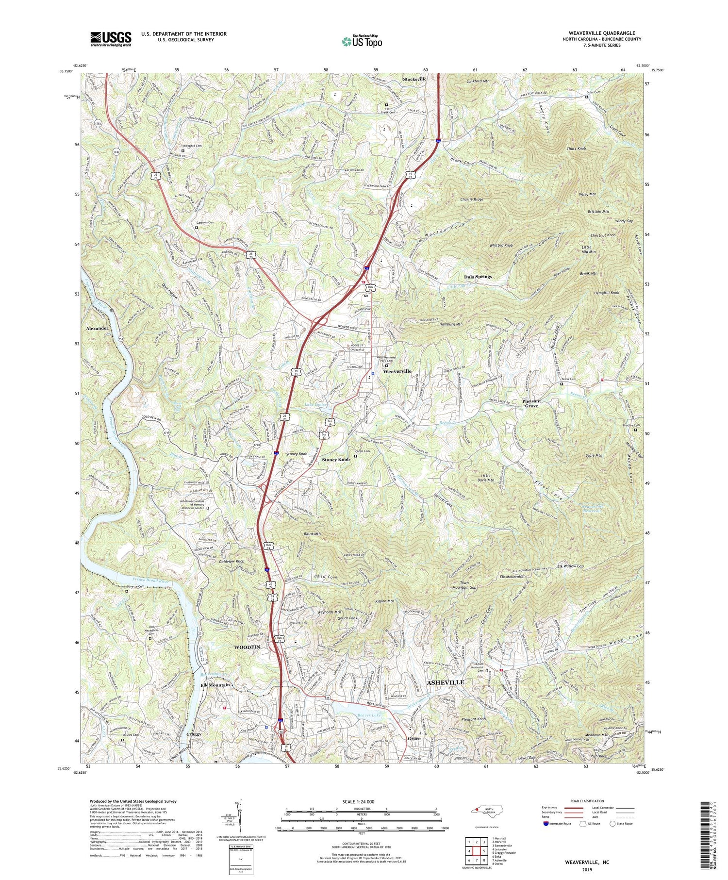 Weaverville North Carolina US Topo Map Image