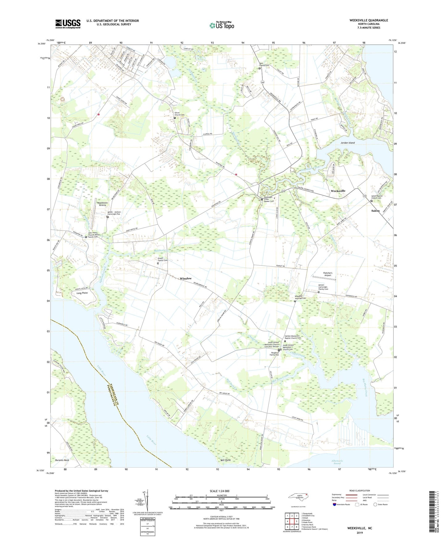 Weeksville North Carolina US Topo Map Image