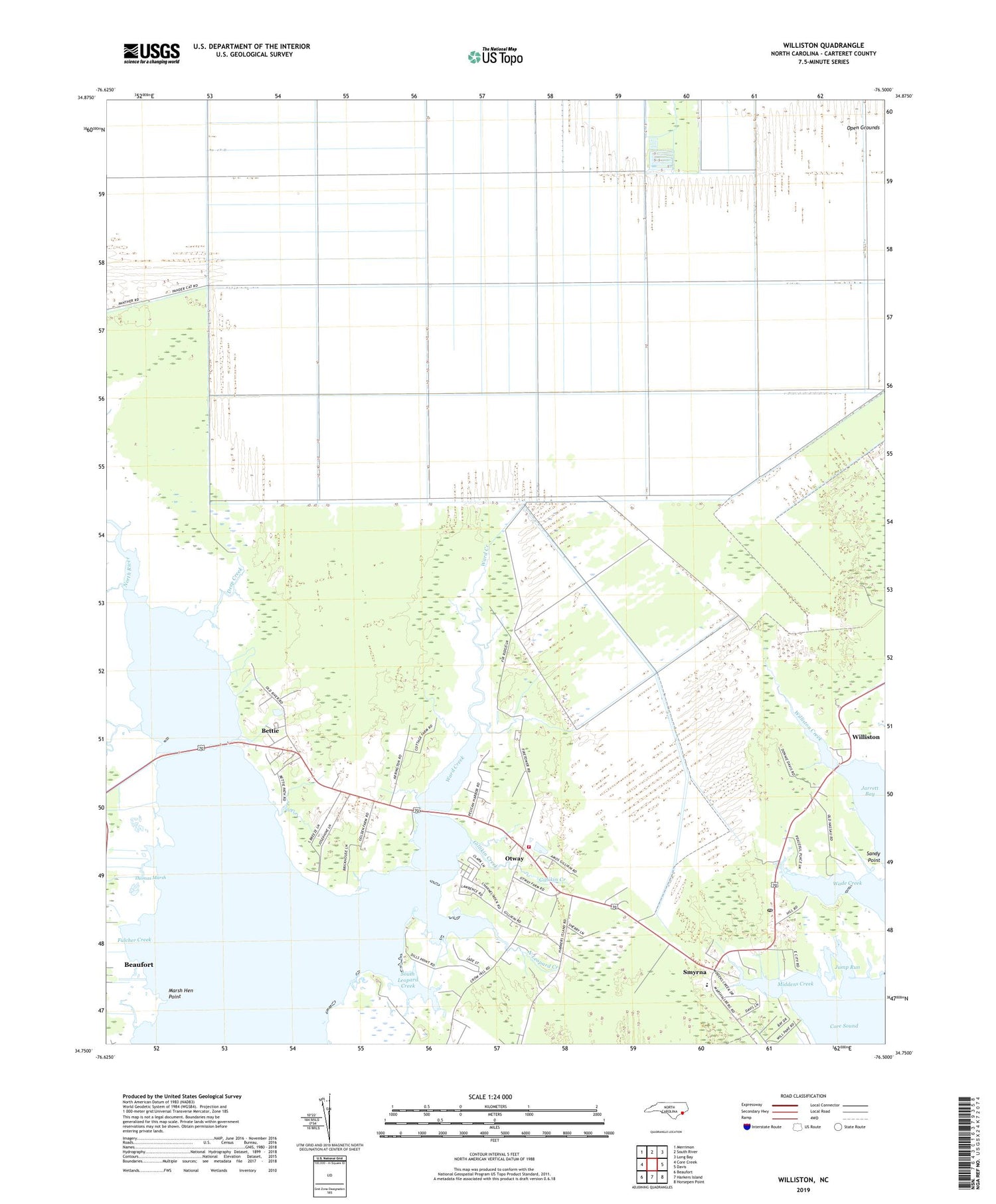 Williston North Carolina US Topo Map Image