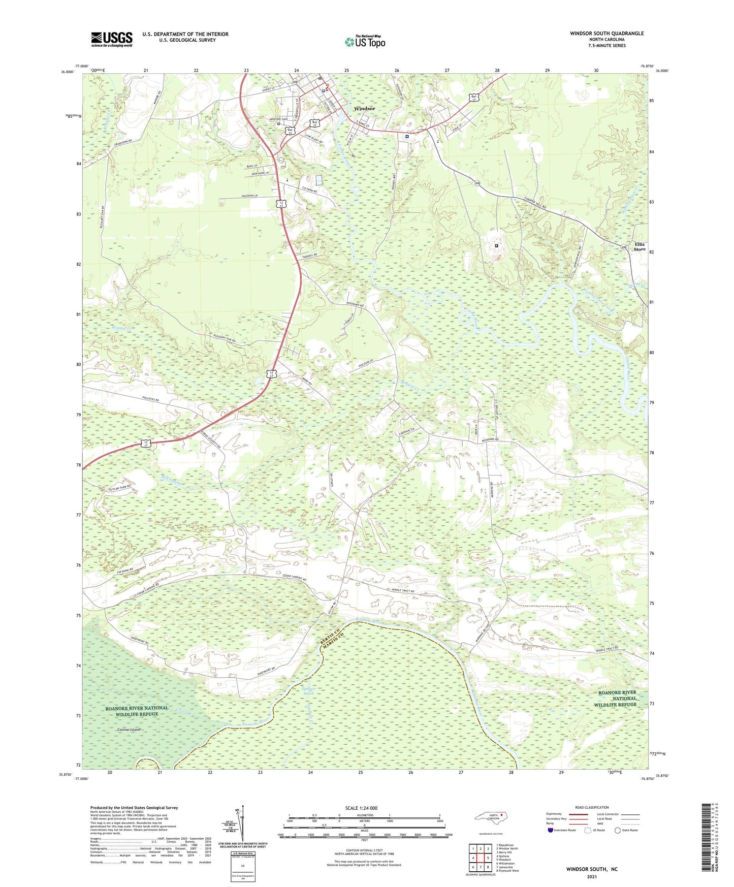 Windsor South North Carolina US Topo Map Image