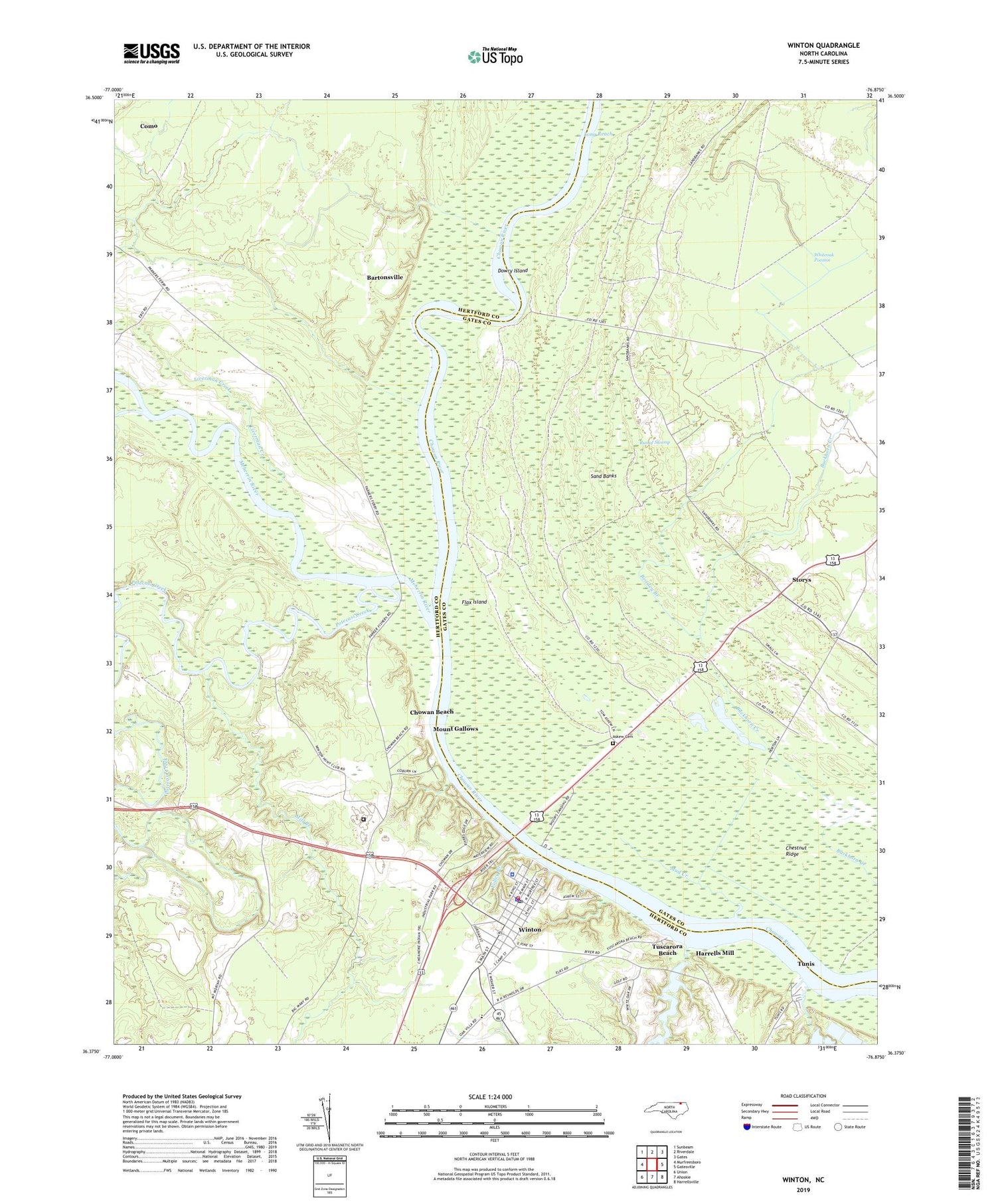 Winton North Carolina US Topo Map Image