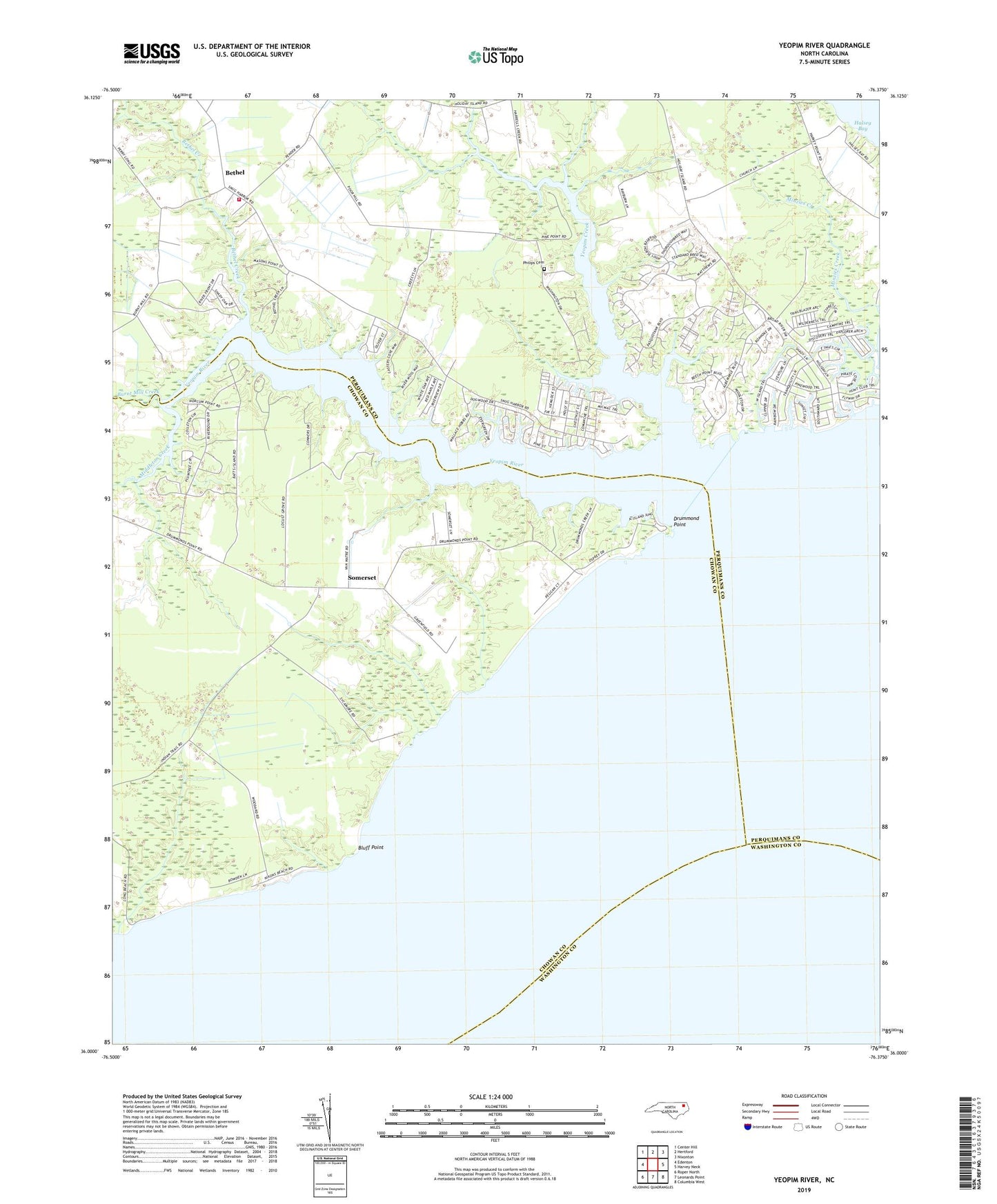 Yeopim River North Carolina US Topo Map Image