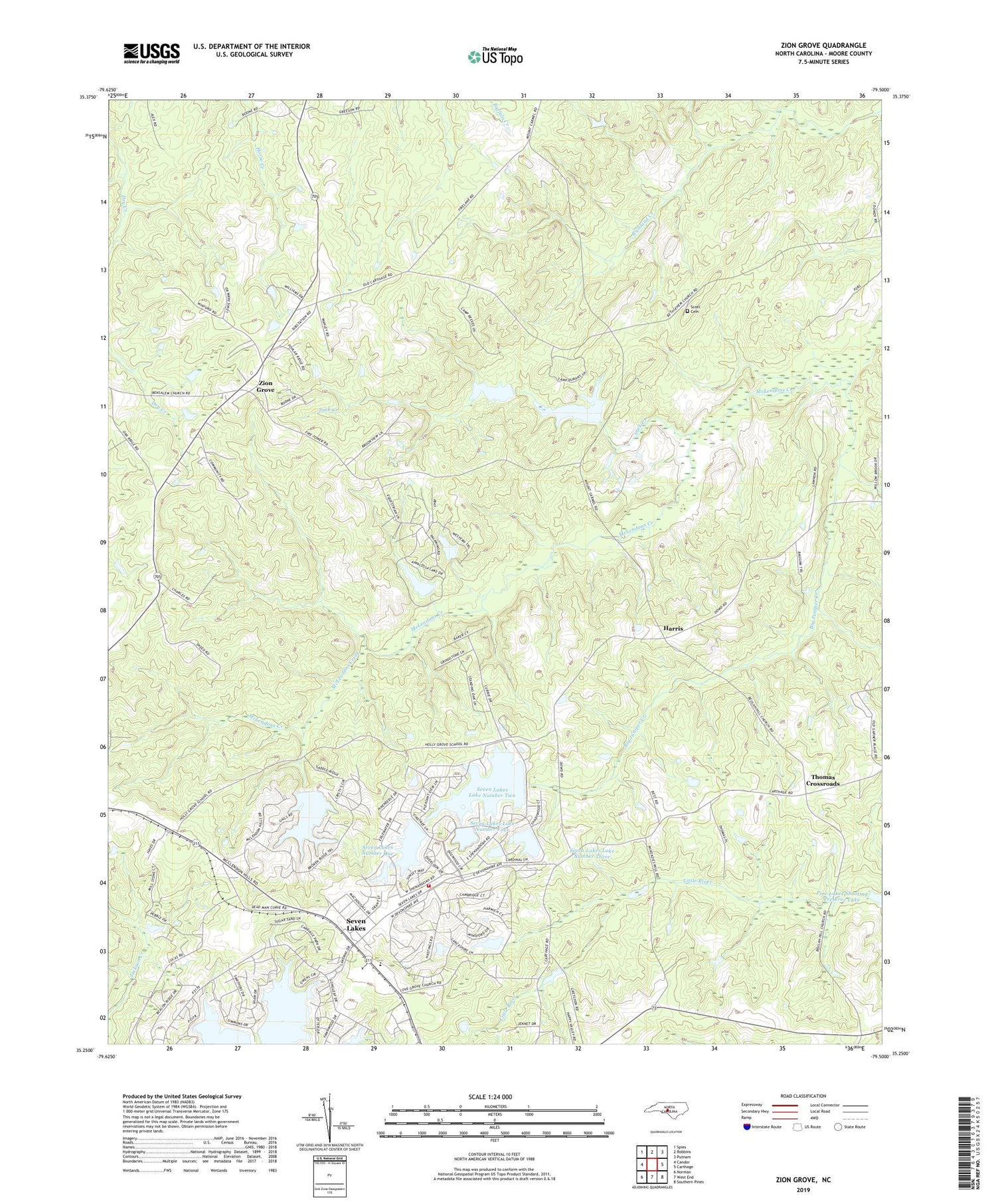 Zion Grove North Carolina US Topo Map Image