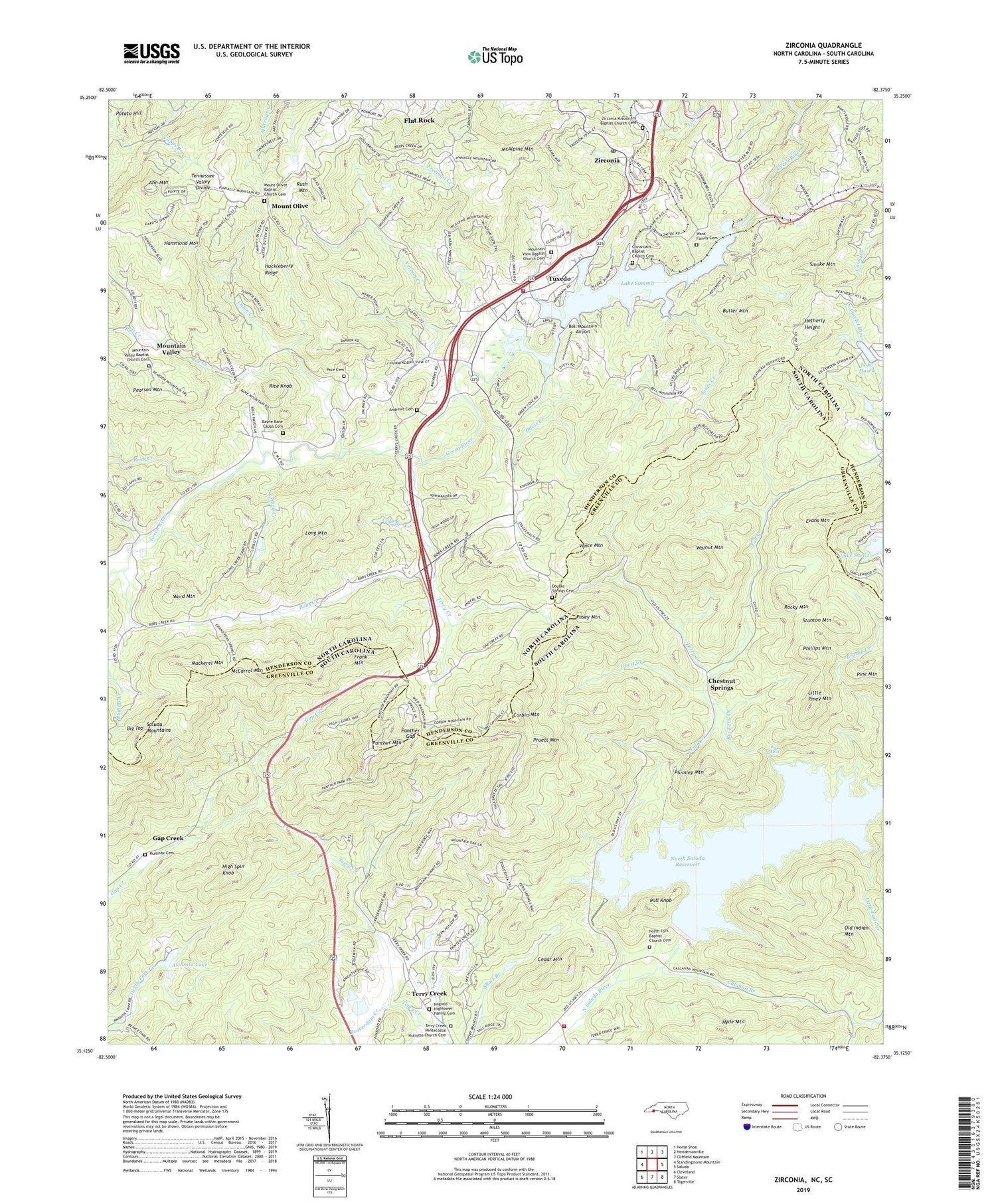 Zirconia North Carolina US Topo Map Image