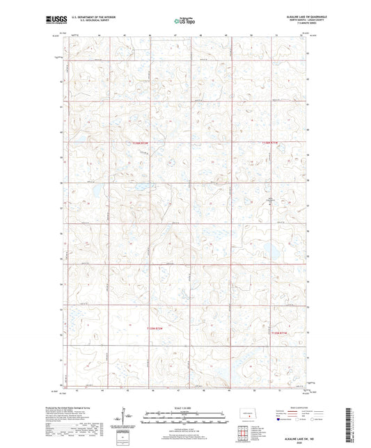 Alkaline Lake SW North Dakota US Topo Map Image