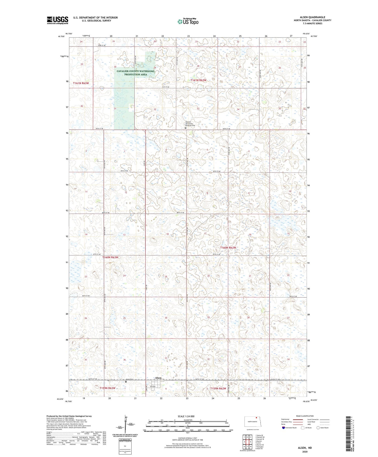 Alsen North Dakota US Topo Map Image