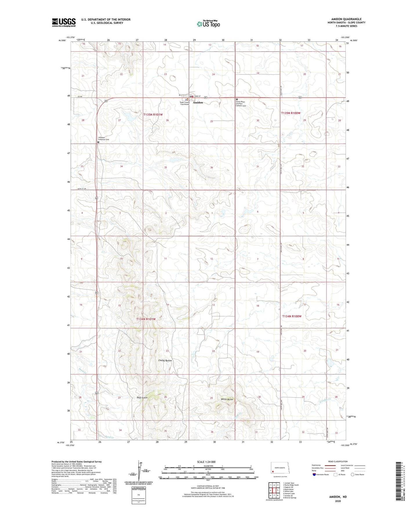 Amidon North Dakota US Topo Map Image