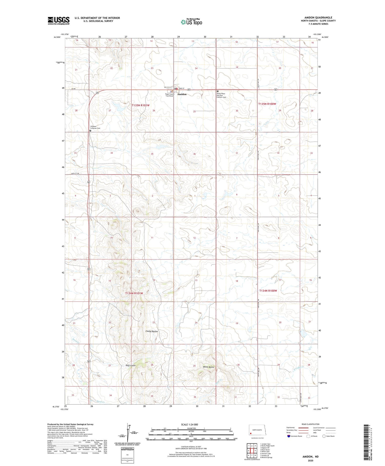 Amidon North Dakota US Topo Map Image
