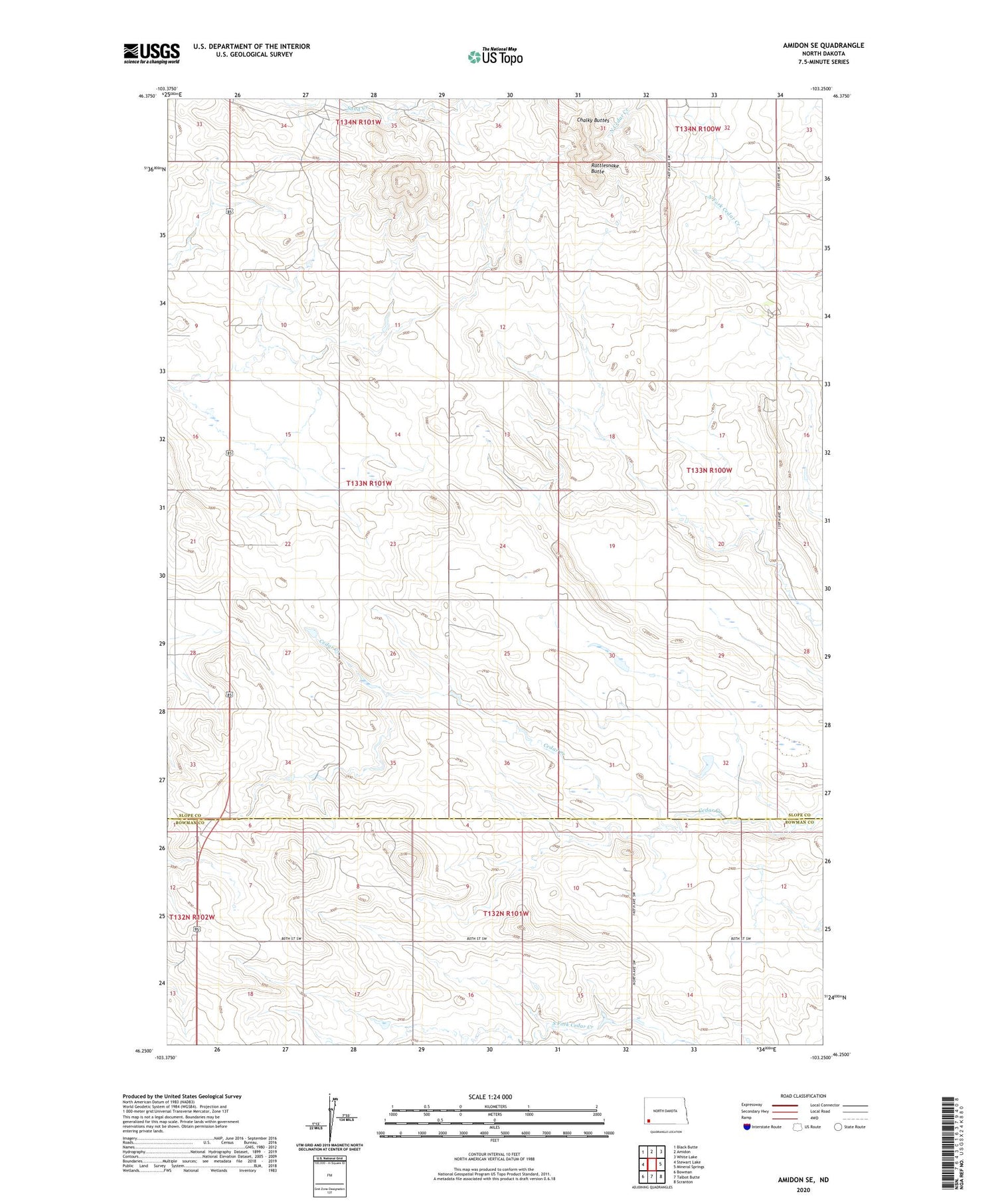 Amidon SE North Dakota US Topo Map Image