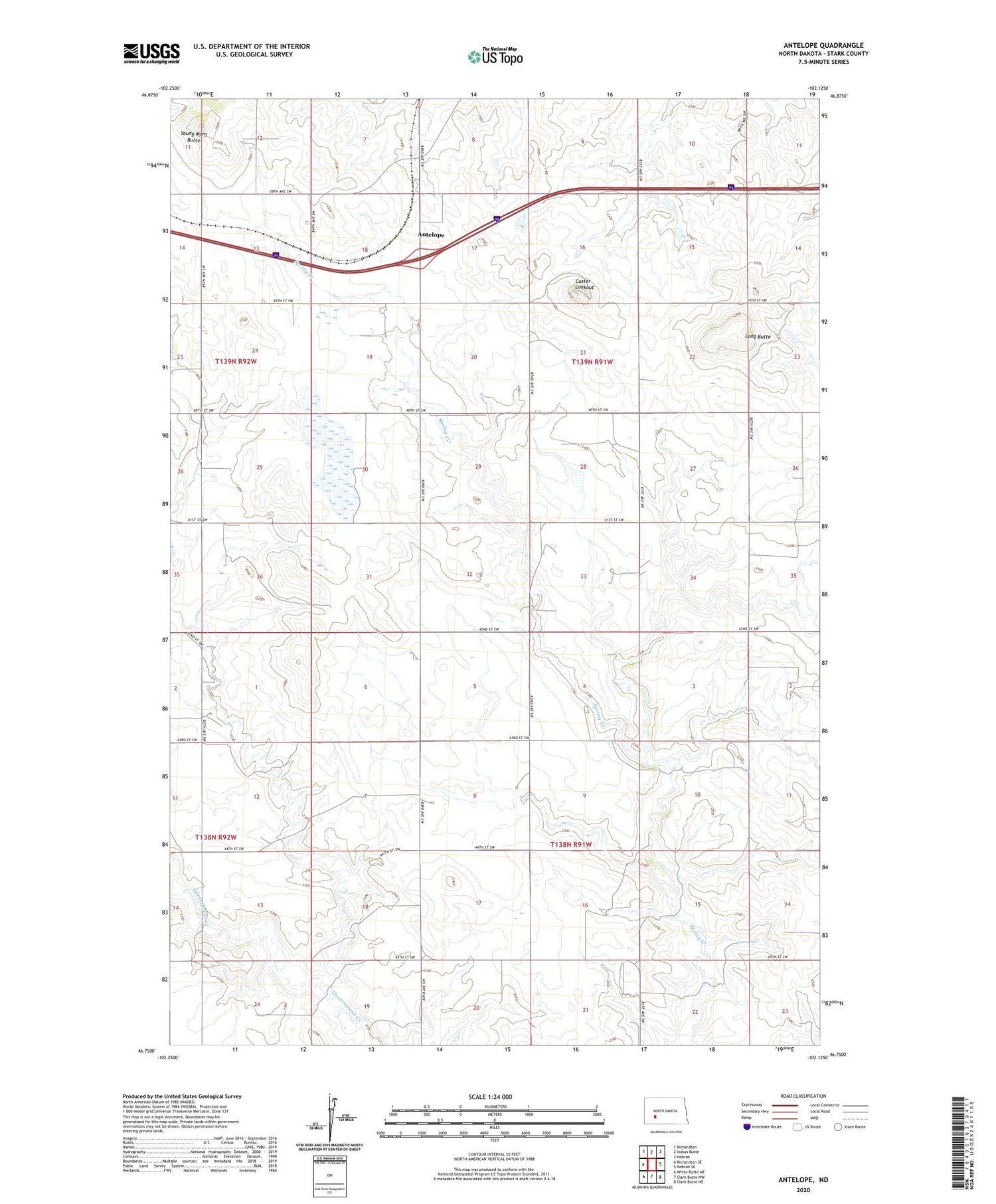 Antelope North Dakota US Topo Map Image