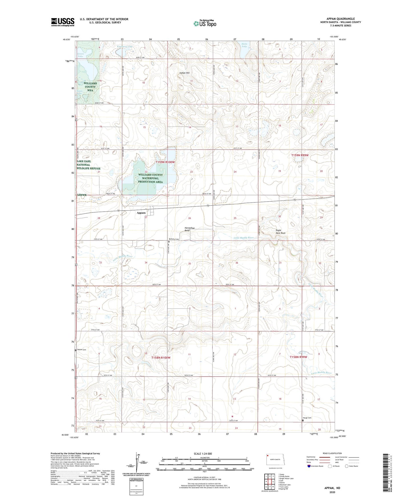 Appam North Dakota US Topo Map Image