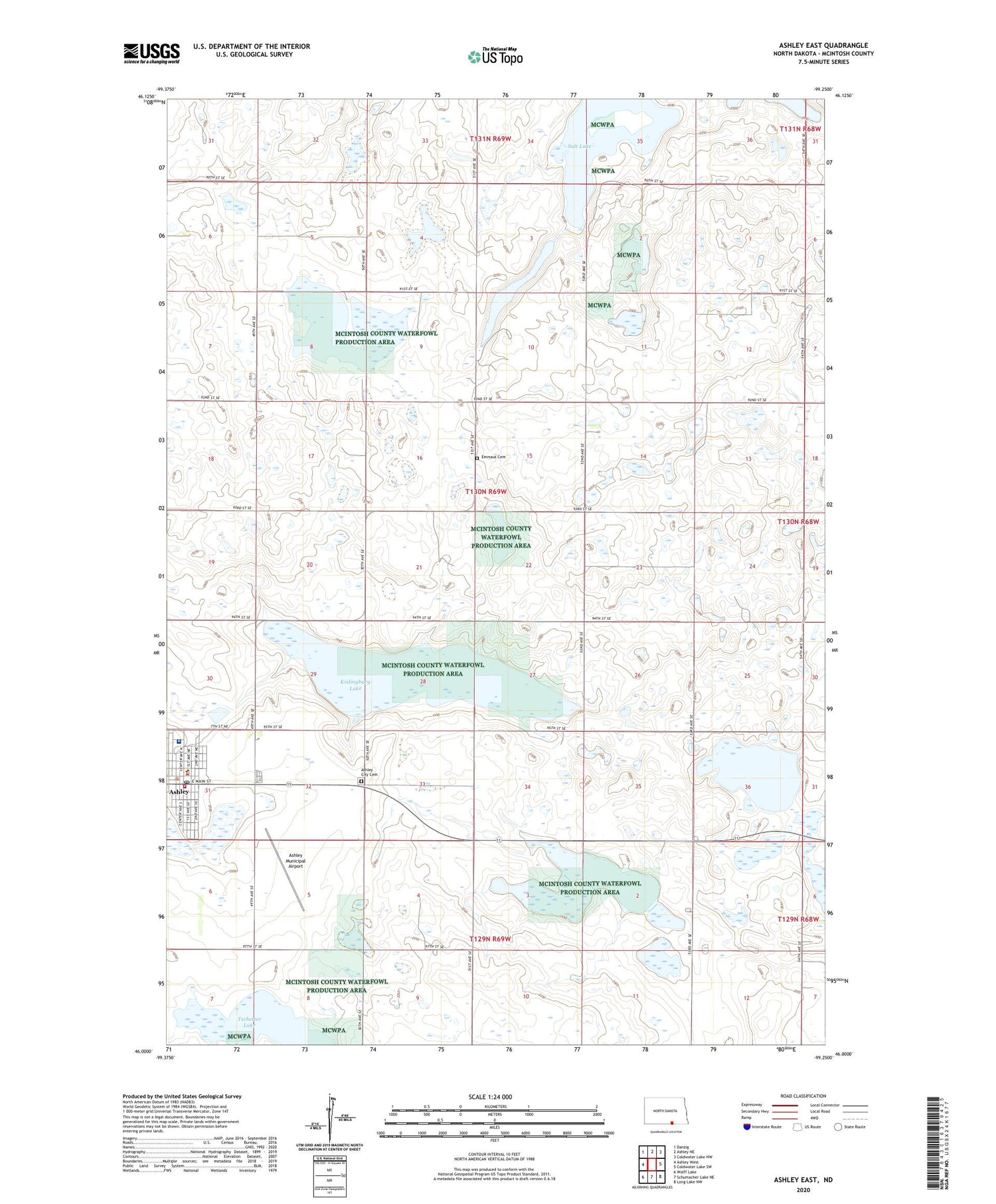 Ashley East North Dakota US Topo Map Image