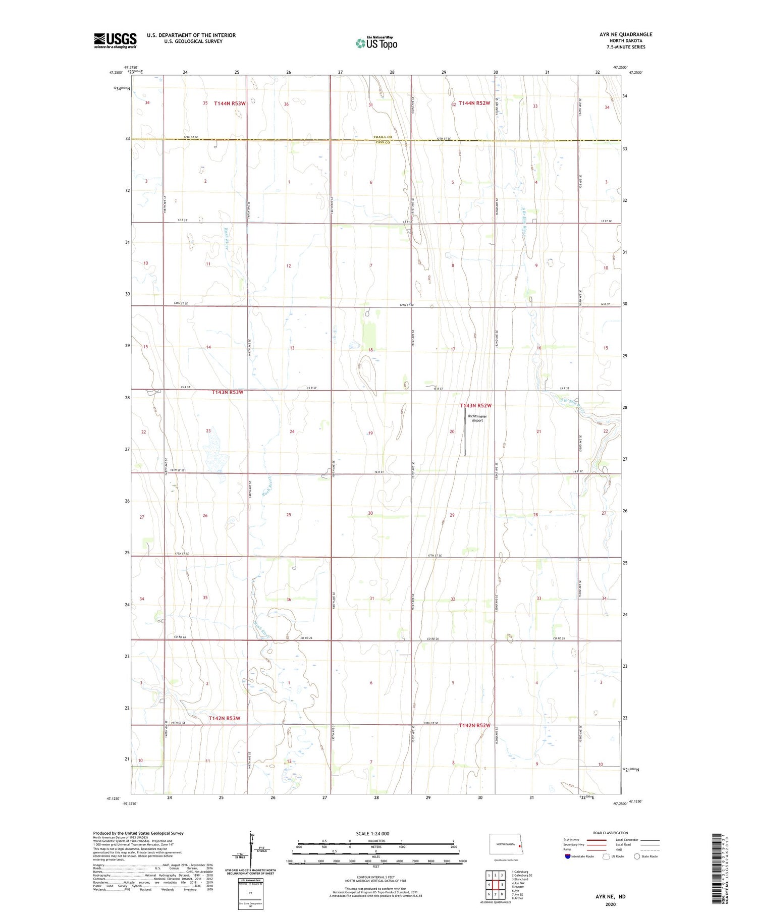 Ayr NE North Dakota US Topo Map Image