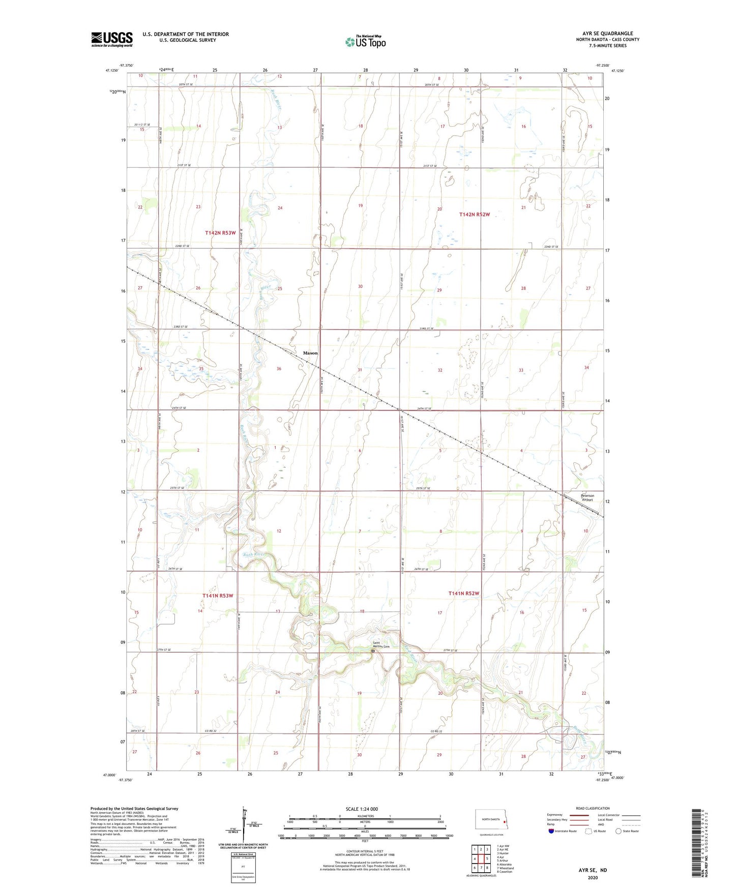 Ayr SE North Dakota US Topo Map Image