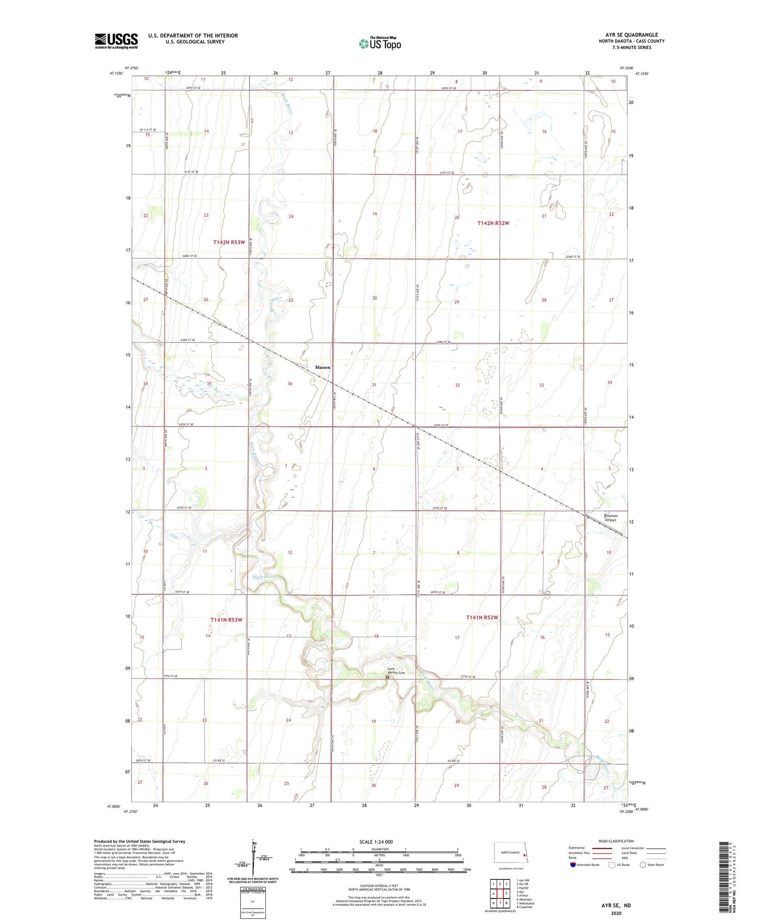 Ayr SE North Dakota US Topo Map Image