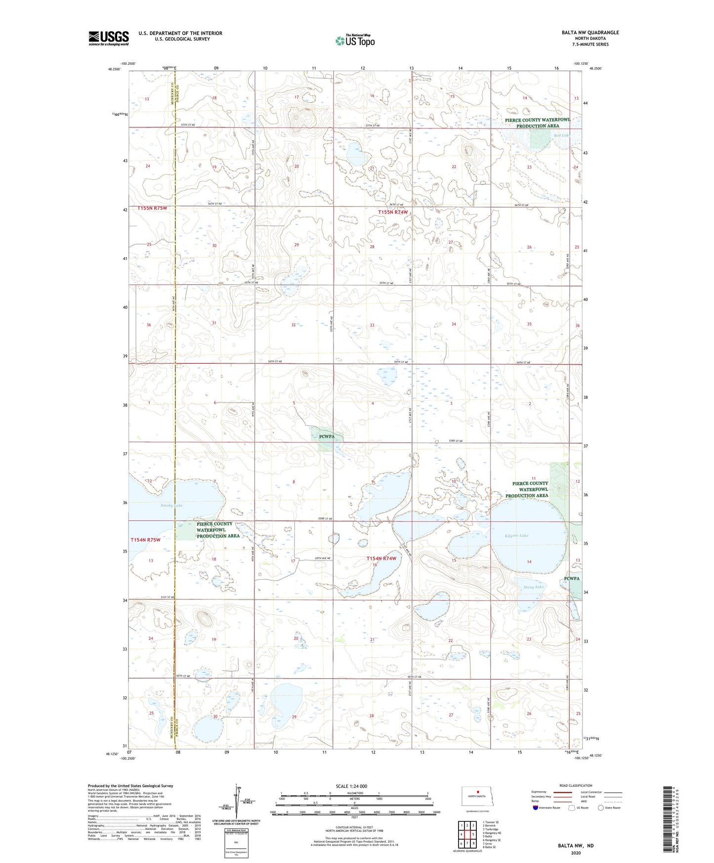 Balta NW North Dakota US Topo Map Image