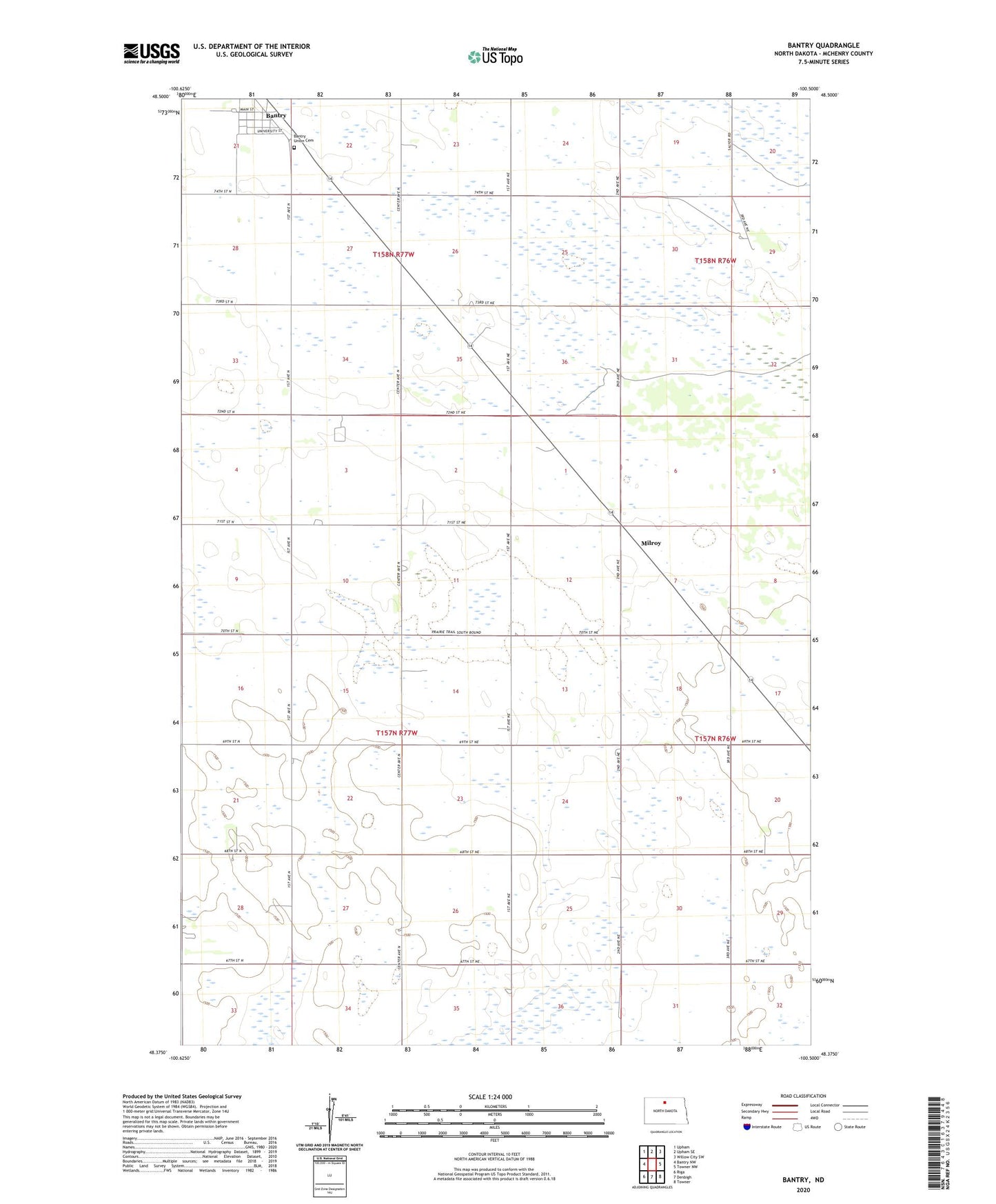 Bantry North Dakota US Topo Map Image