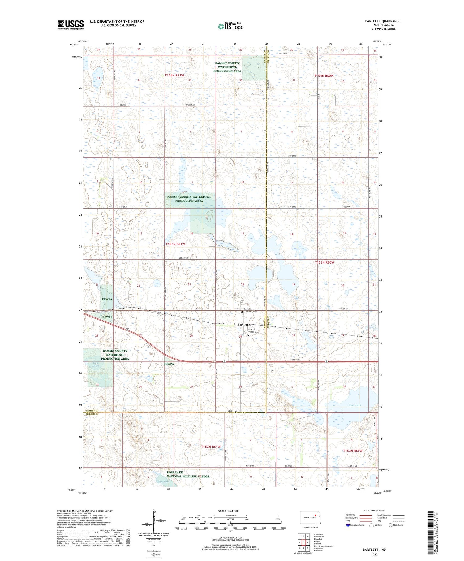 Bartlett North Dakota US Topo Map Image