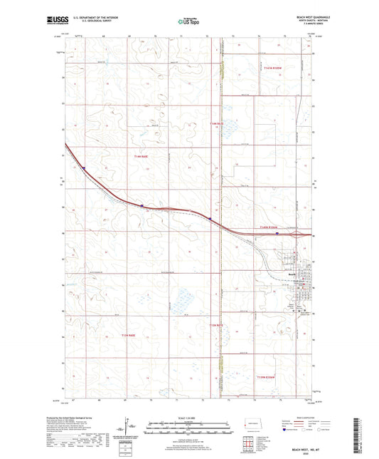 Beach West North Dakota US Topo Map Image