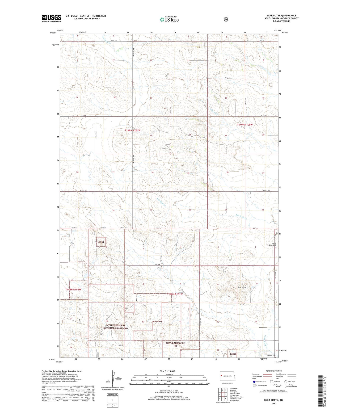 Bear Butte North Dakota US Topo Map Image