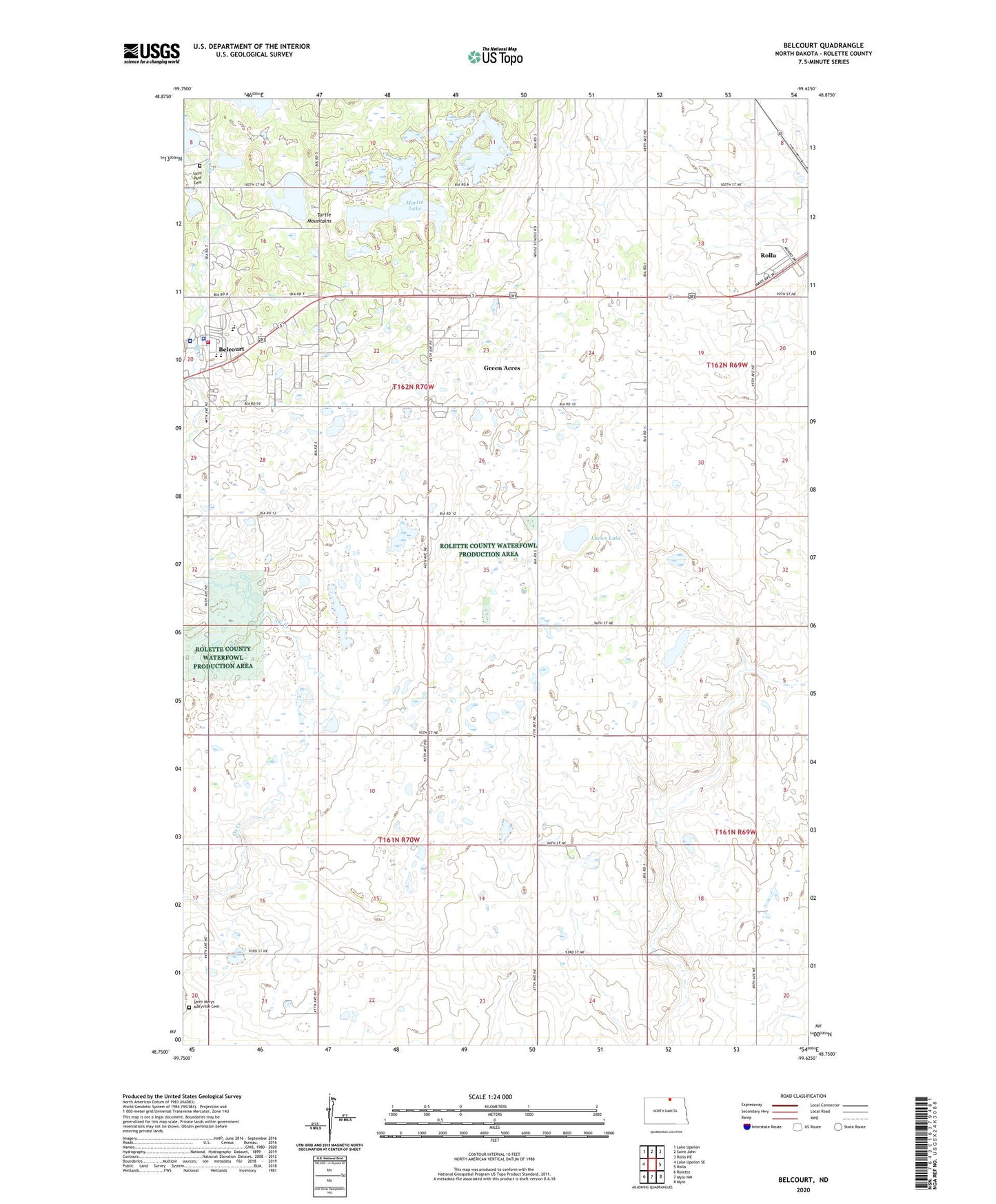 Belcourt North Dakota US Topo Map Image