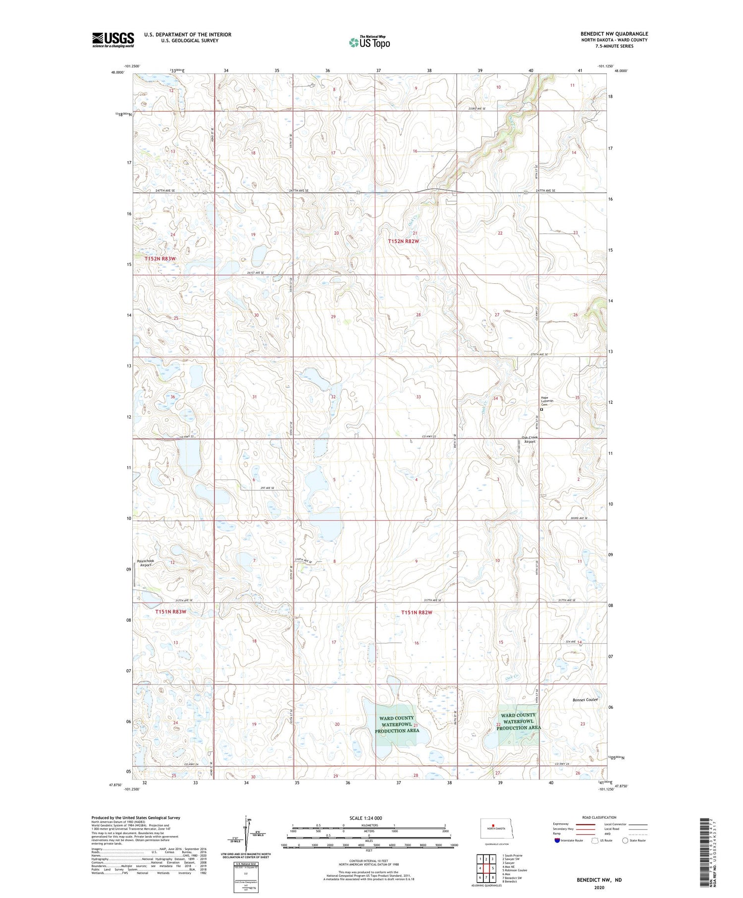 Benedict NW North Dakota US Topo Map Image