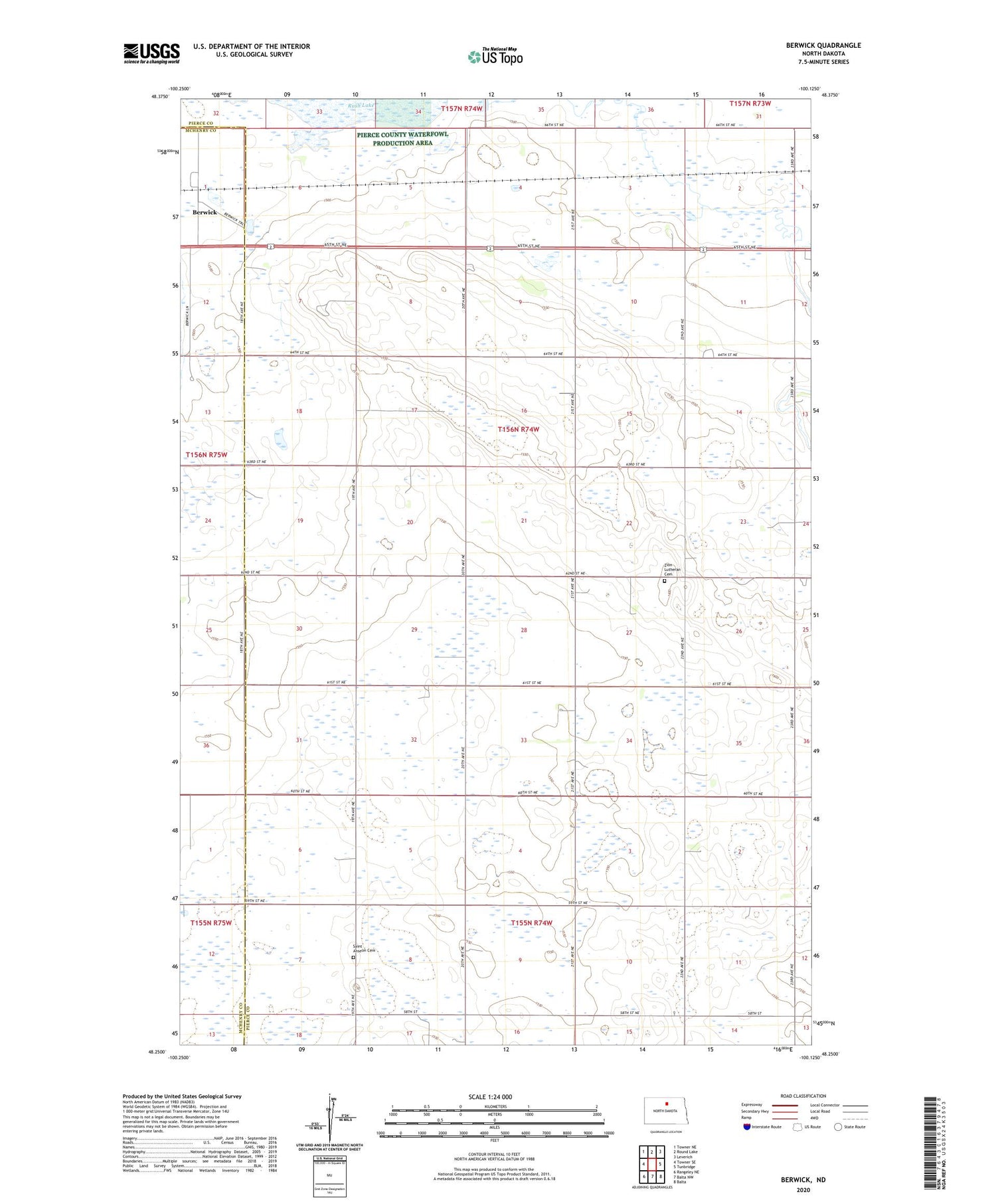 Berwick North Dakota US Topo Map Image