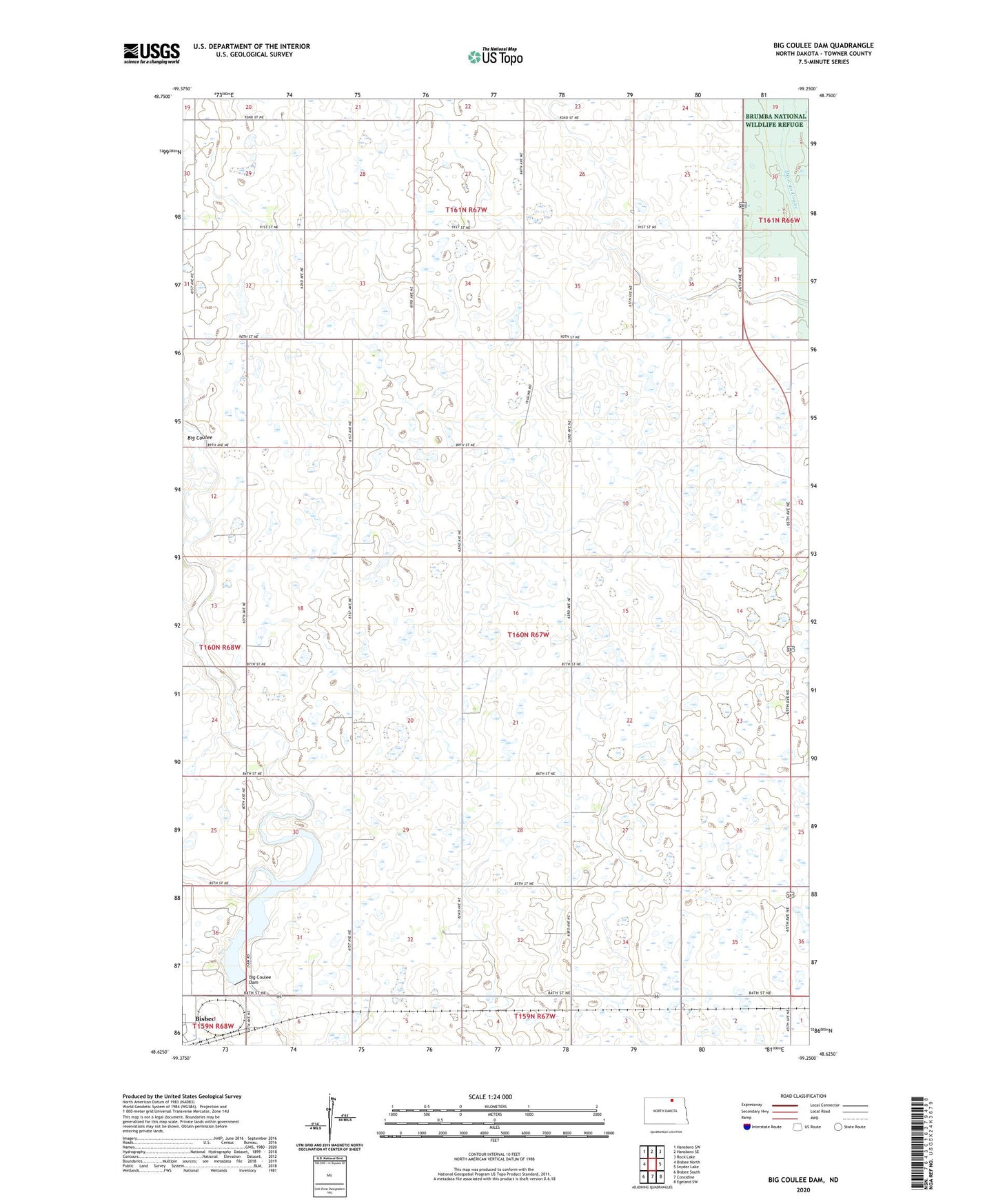 Big Coulee Dam North Dakota US Topo Map Image