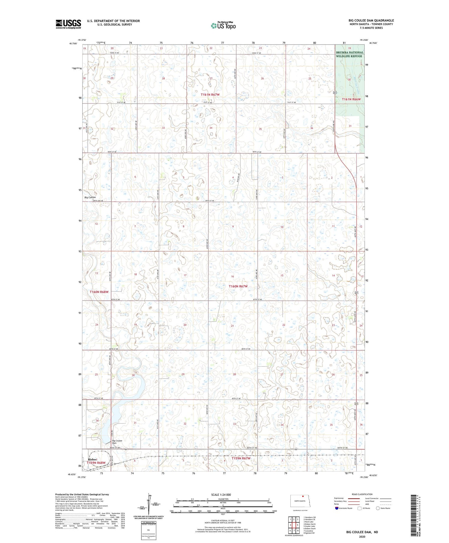 Big Coulee Dam North Dakota US Topo Map Image