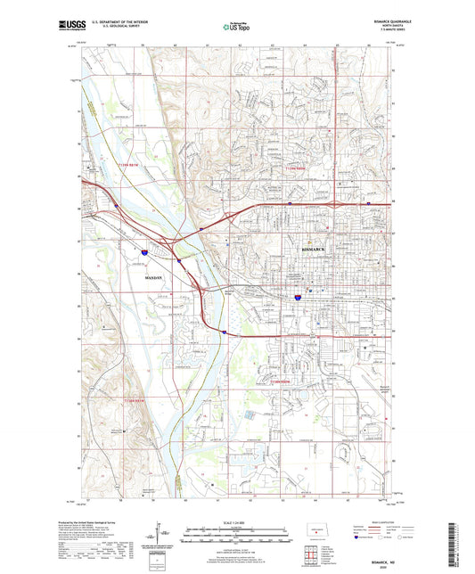 Bismarck North Dakota US Topo Map Image