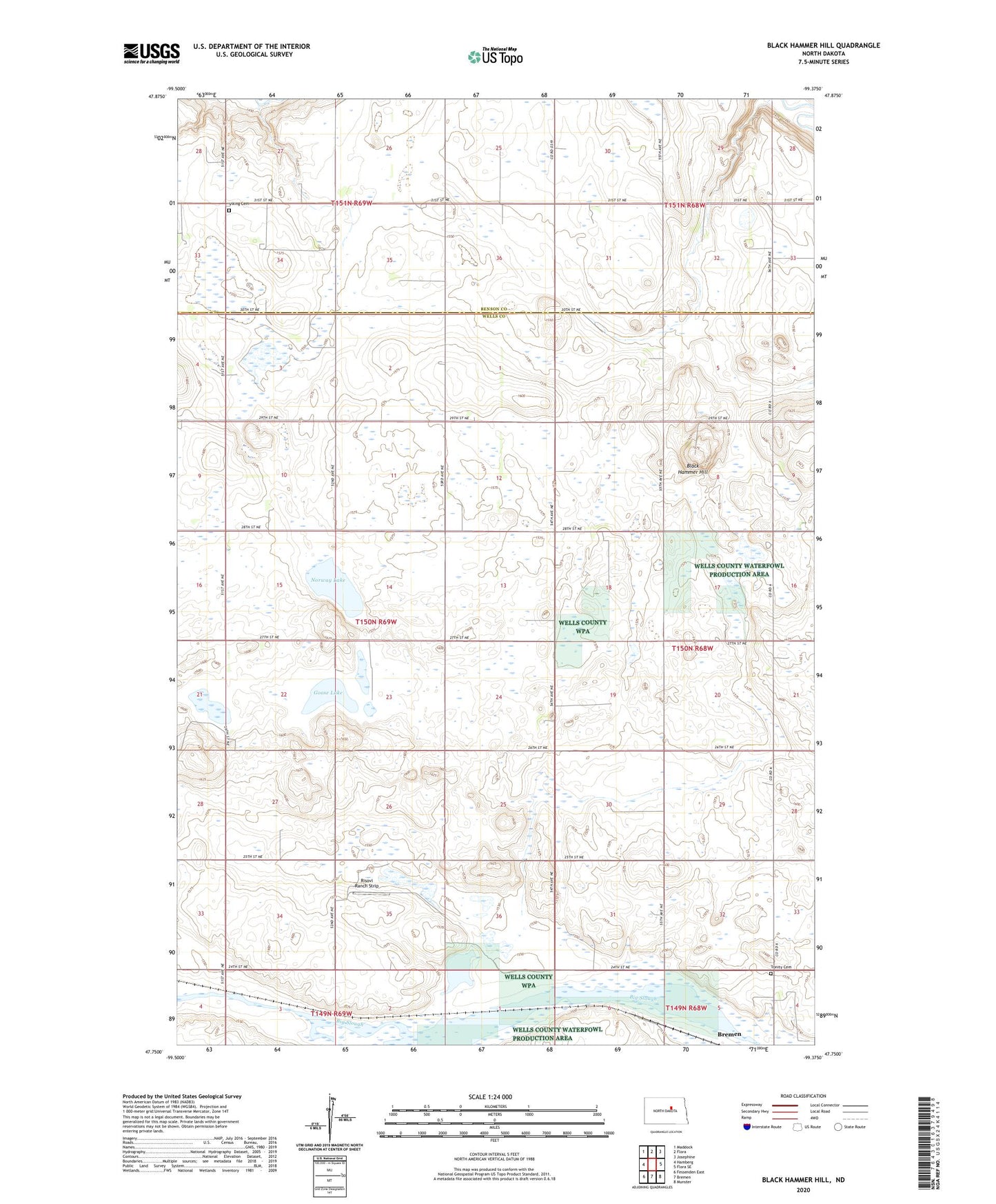 Black Hammer Hill North Dakota US Topo Map Image