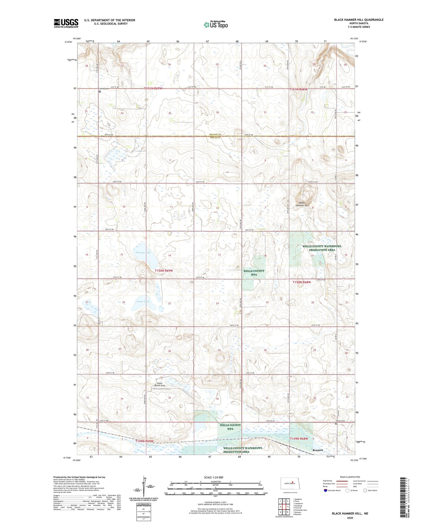 Black Hammer Hill North Dakota US Topo Map Image