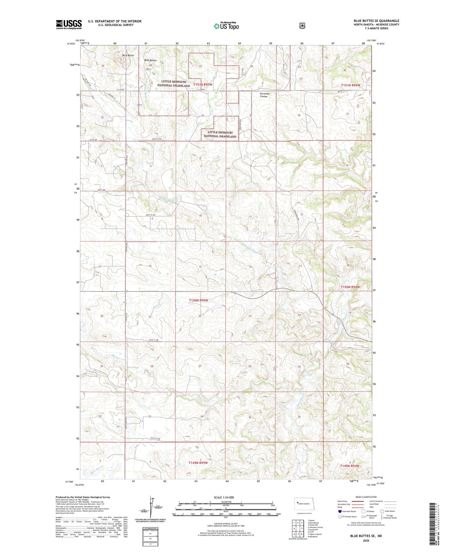 Blue Buttes SE North Dakota US Topo Map Image