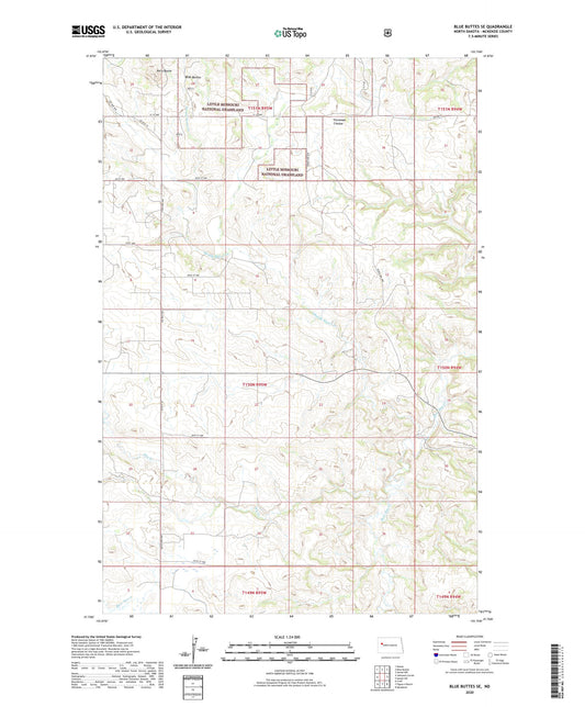 Blue Buttes SE North Dakota US Topo Map Image